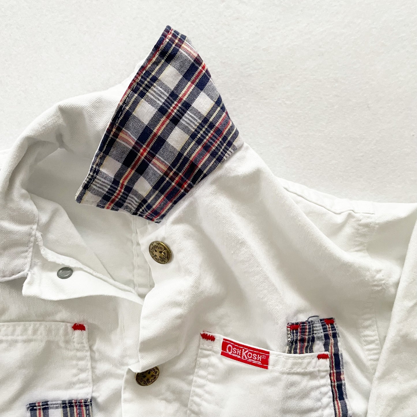 OshKosh White Jacket with Plaid Accents