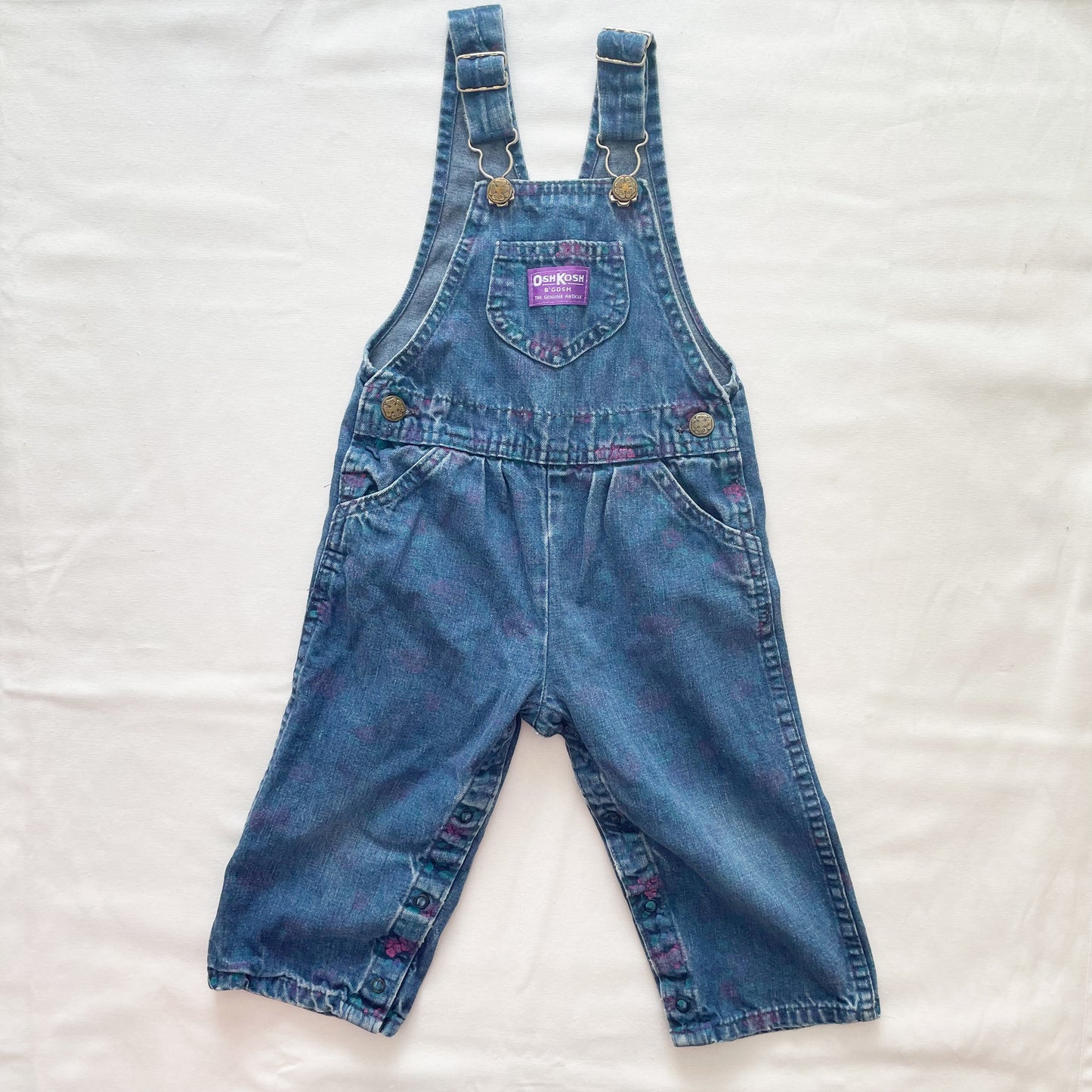 OshKosh Darker Wash Floral Print Overalls
