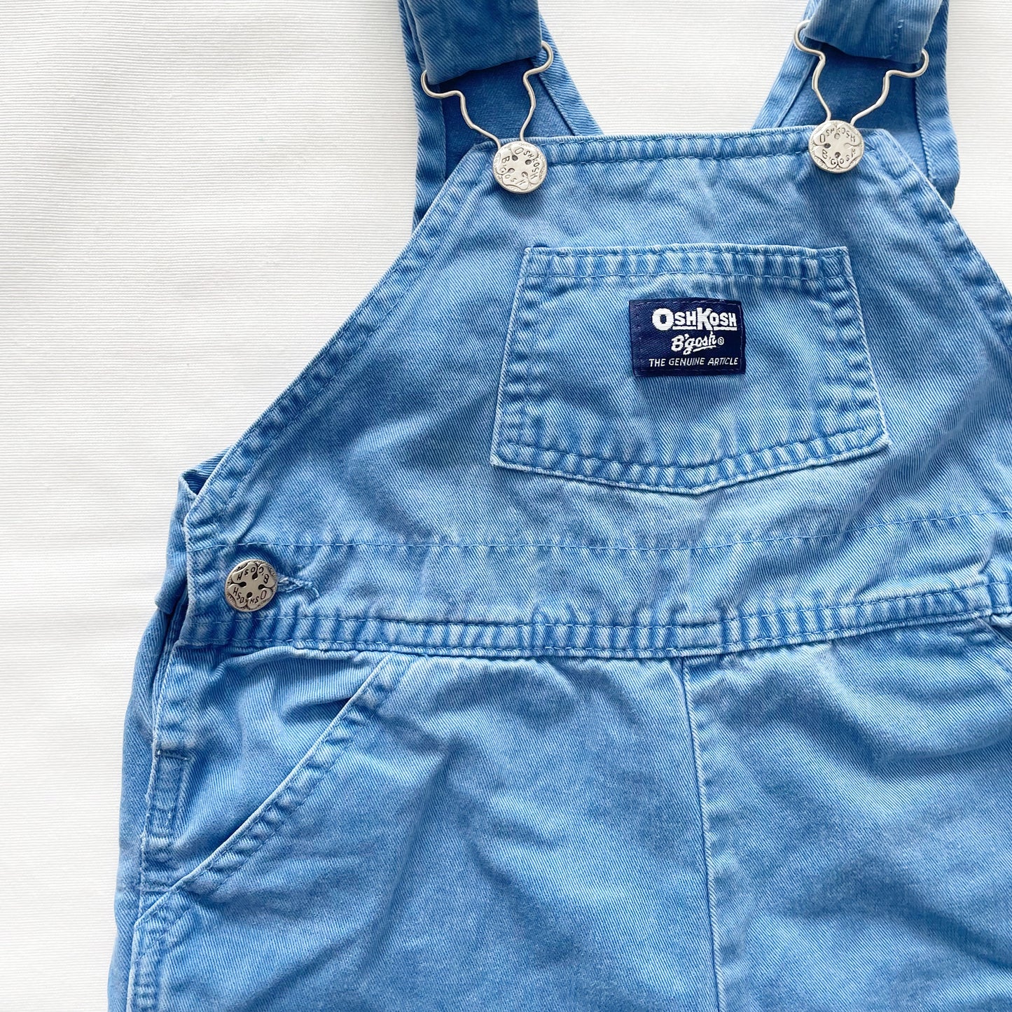 OshKosh Dusty Blue Shortalls - Yellow Clover Vintage Kids Clothes