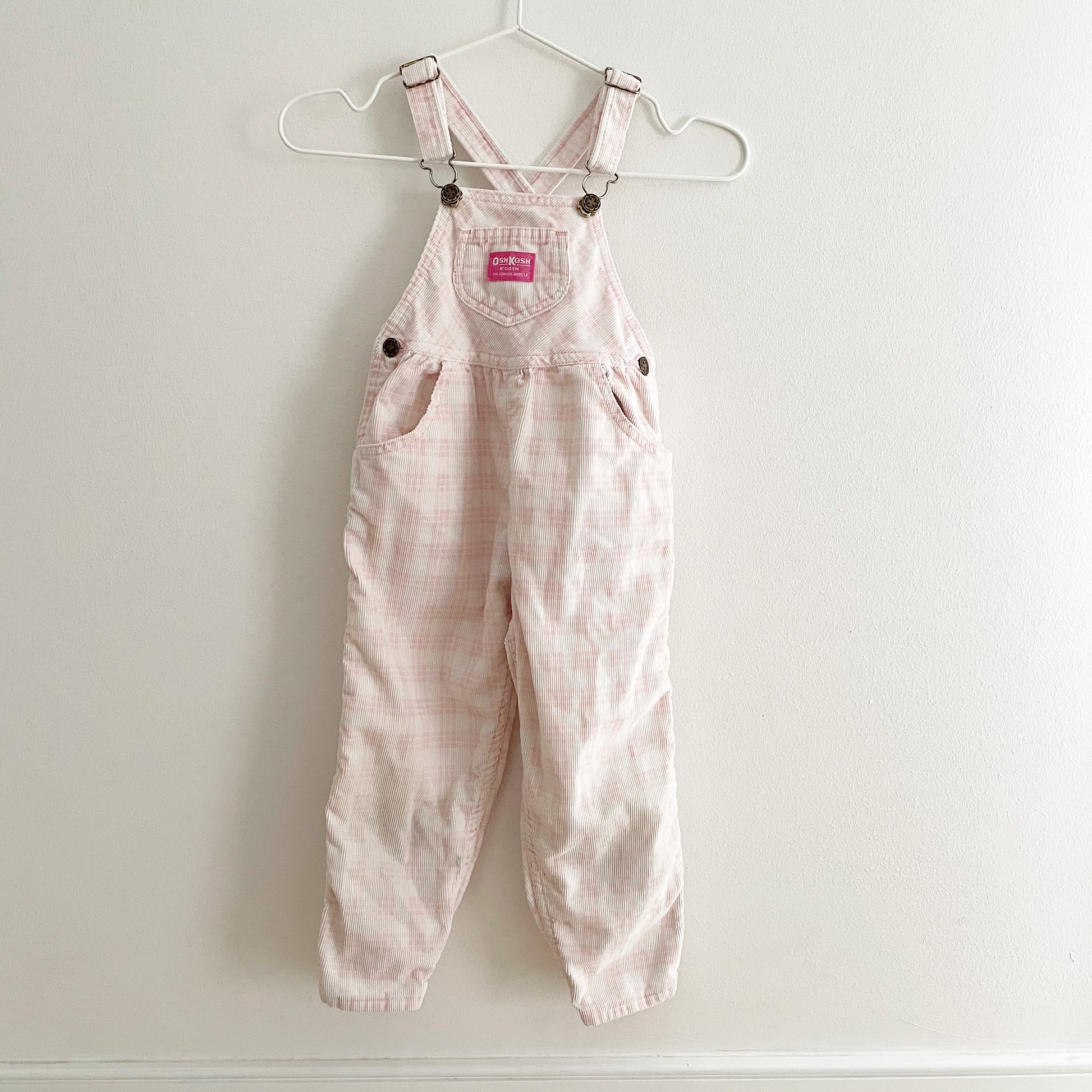 OshKosh Plaid Cord Keyhole Back Overalls - Yellow Clover Vintage Kids Clothes