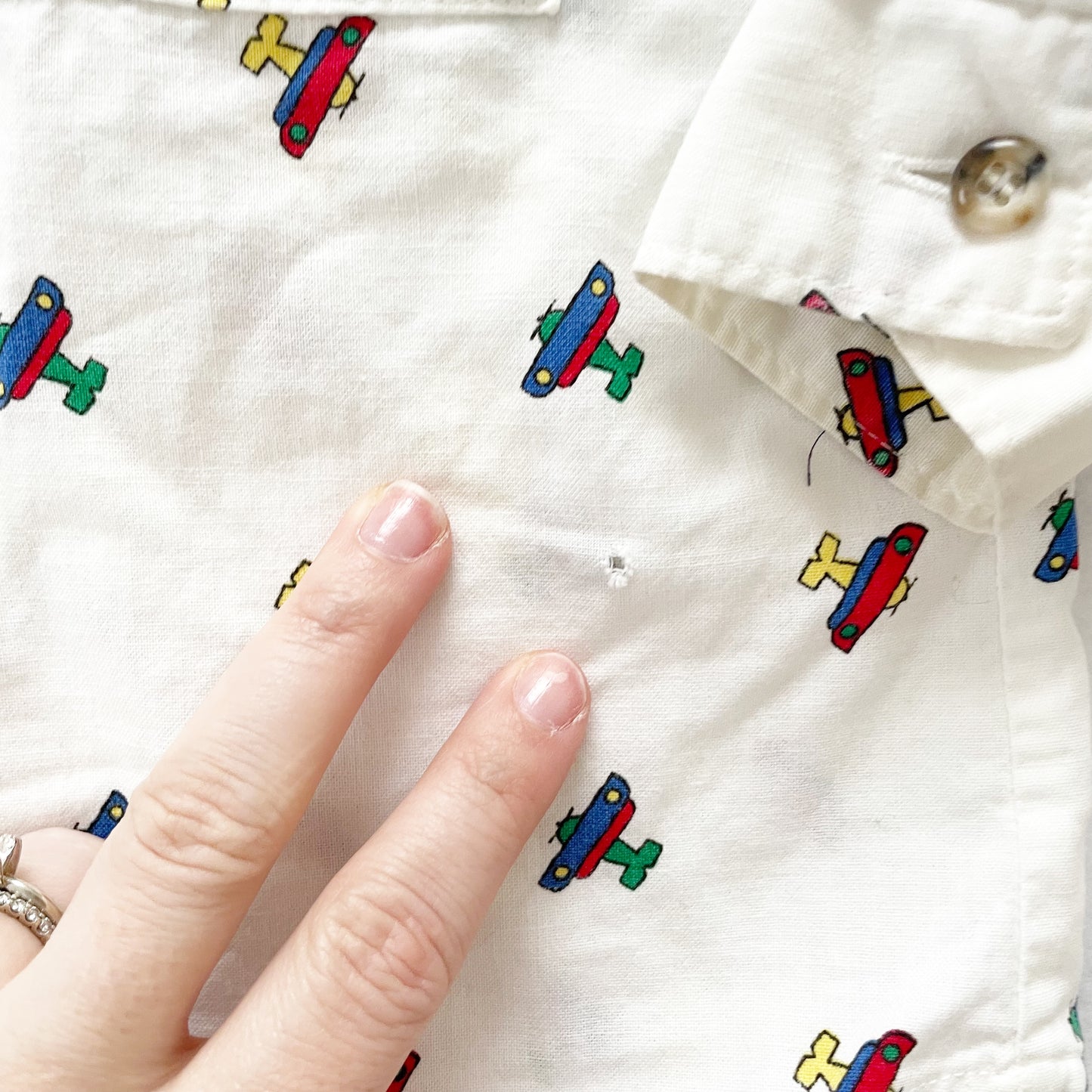 OshKosh Airplane Button Down Shirt - Yellow Clover Vintage Kids Clothes