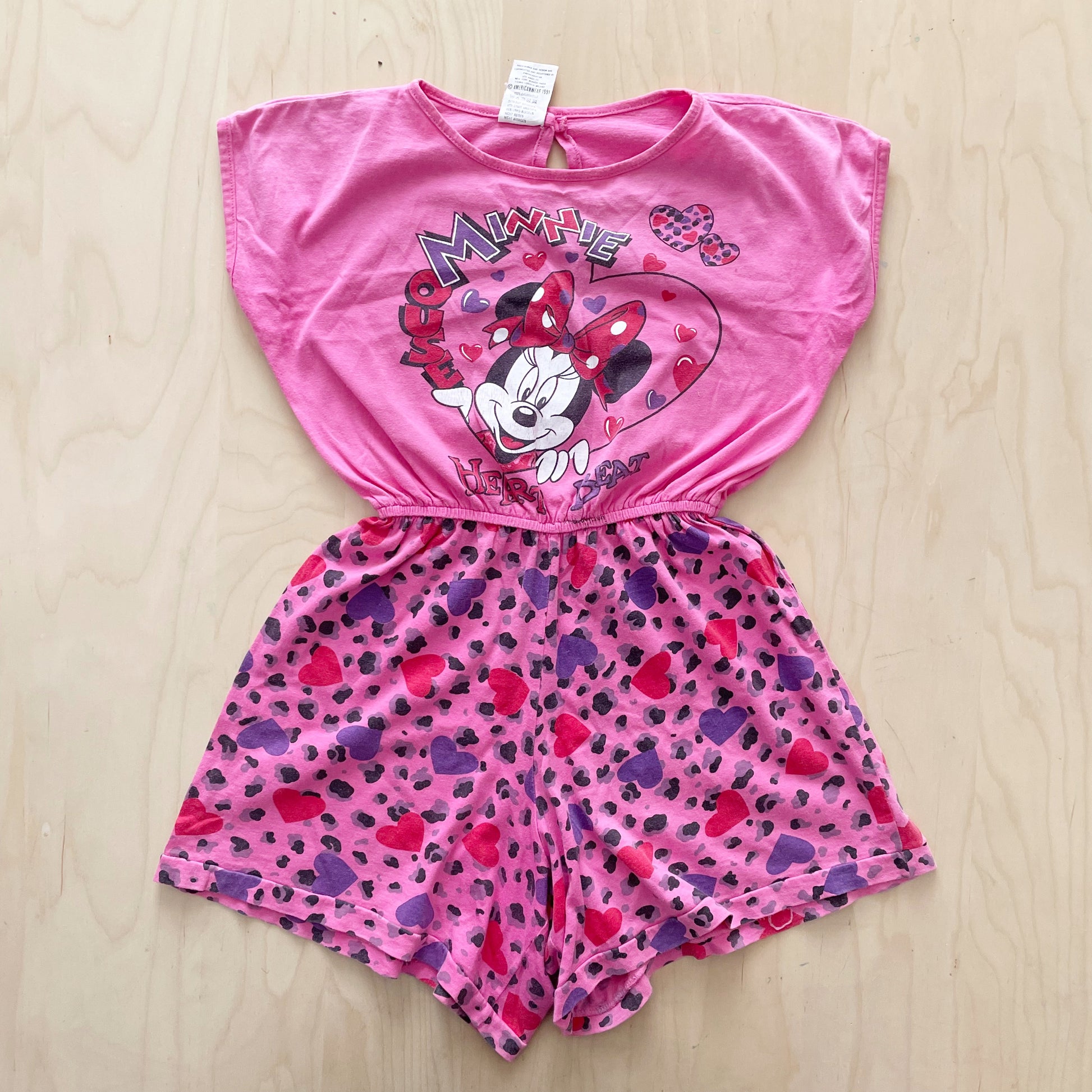 Vintage Minnie Mouse Heart Beat Girls Romper