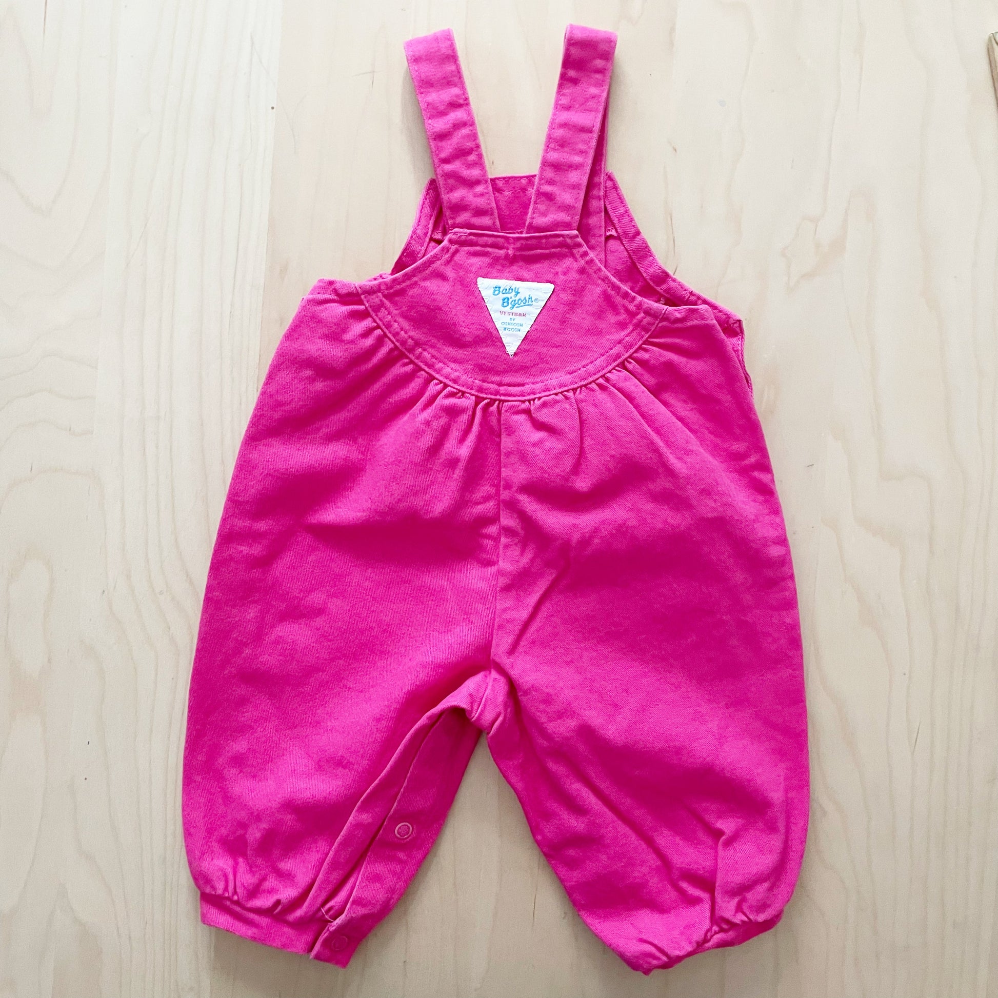 OshKosh Pink Floral Embroidered Overalls - Yellow Clover Vintage Kids Clothes