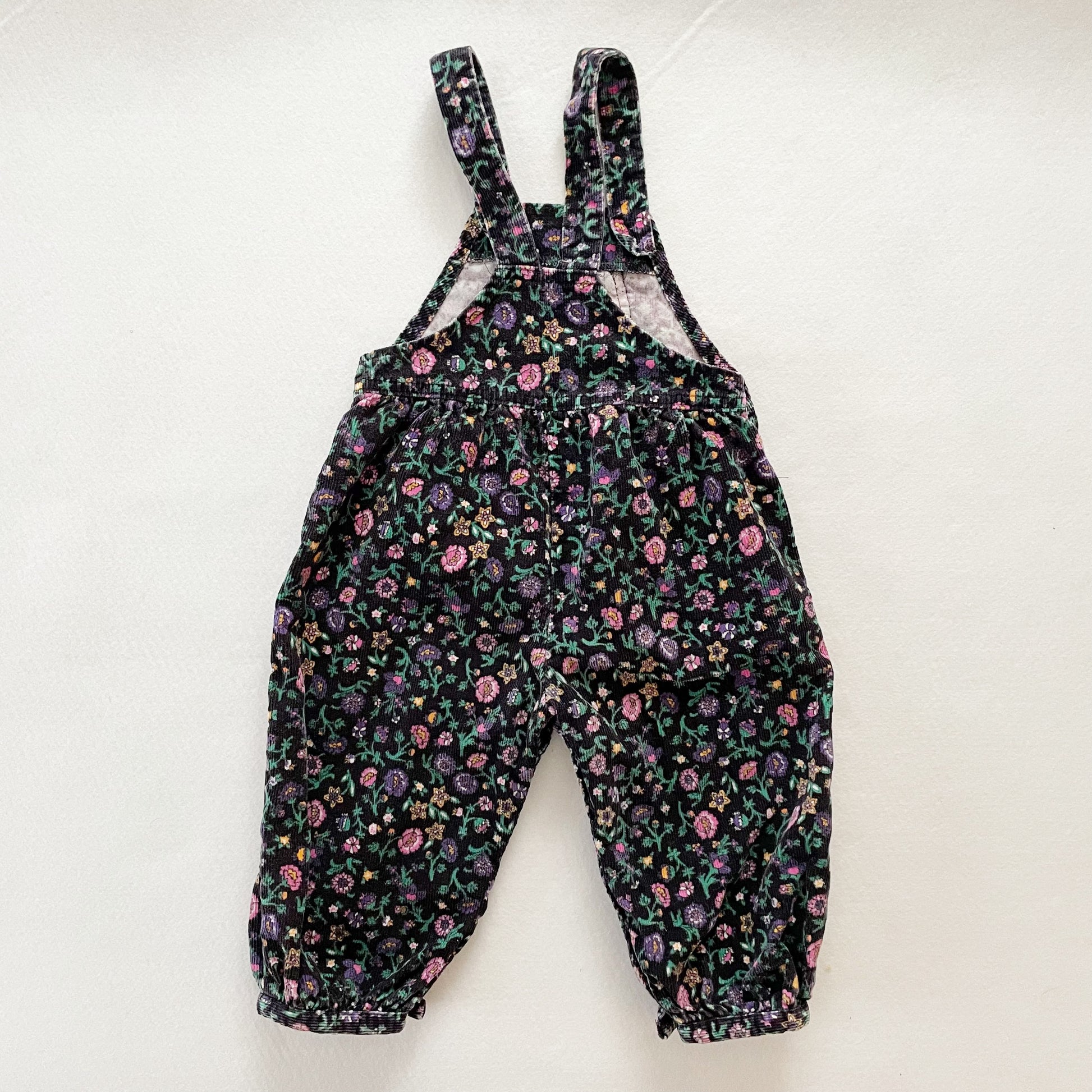 OshKosh Black Paisley Floral Cord Bubble Overalls - Yellow Clover Vintage Kids Clothes