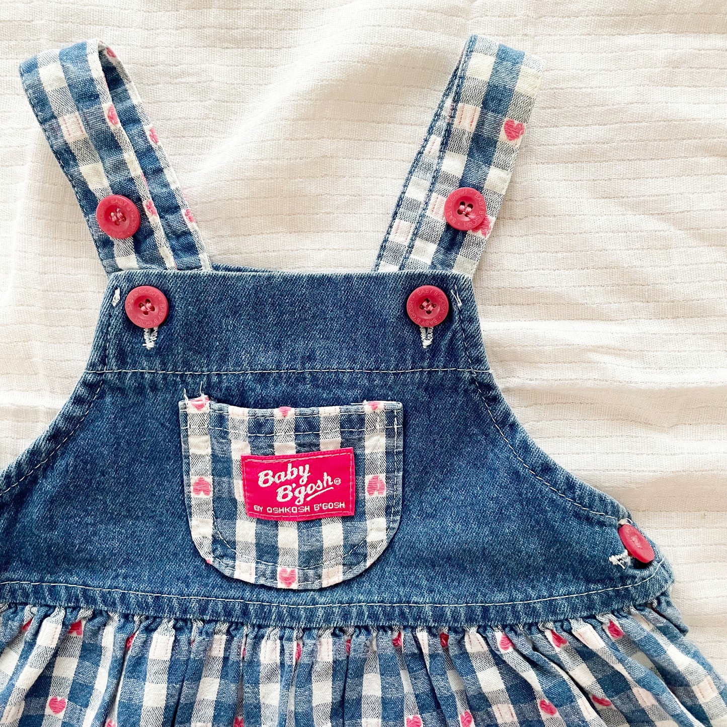 Baby B’gosh Heart Woven Gingham Skirtall - Yellow Clover Vintage Kids Clothes