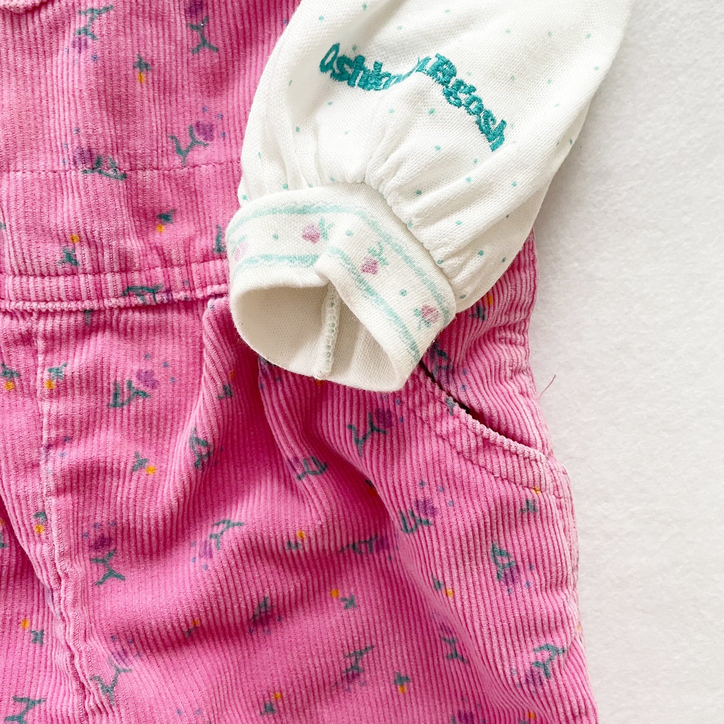 OshKosh Fine Cord Floral Print Overalls Set