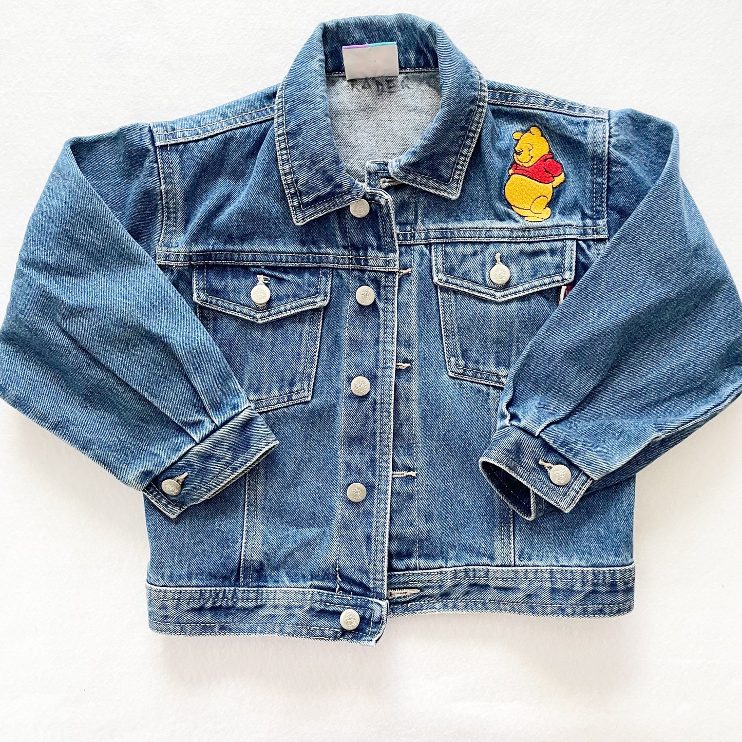 Winnie the Pooh Patch Denim Jacket - Yellow Clover Vintage Kids Clothes