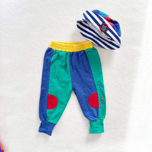 Vintage Gymboree Color Block Baby Pants + Hat
