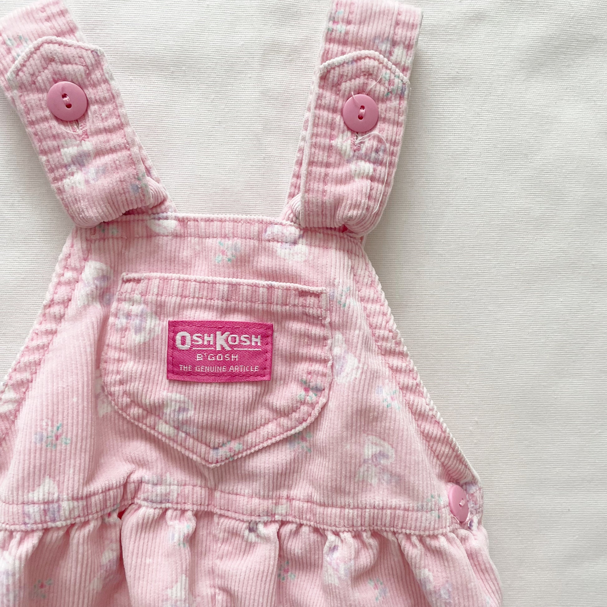 OshKosh Kitty Cat Fine Cord Bow Back Overalls - Yellow Clover Vintage Kids Clothes