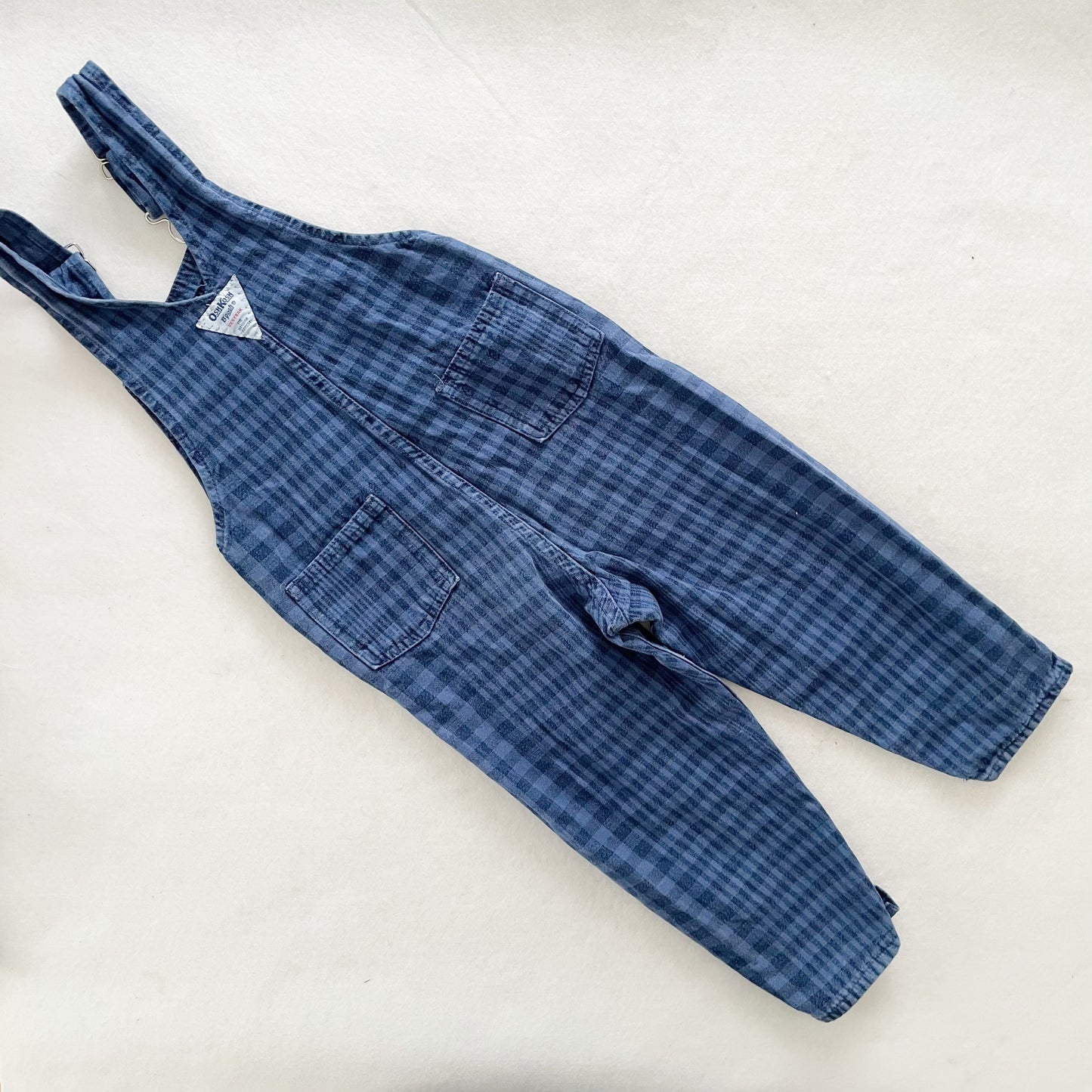 OshKosh Gingham Plaid Overalls - Yellow Clover Vintage Kids Clothes