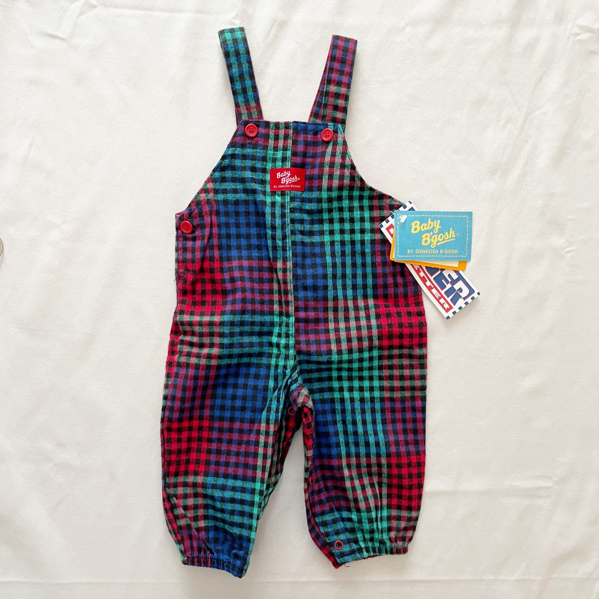 Vintage OshKosh Baby B’gosh Flannel Gingham Check Overalls