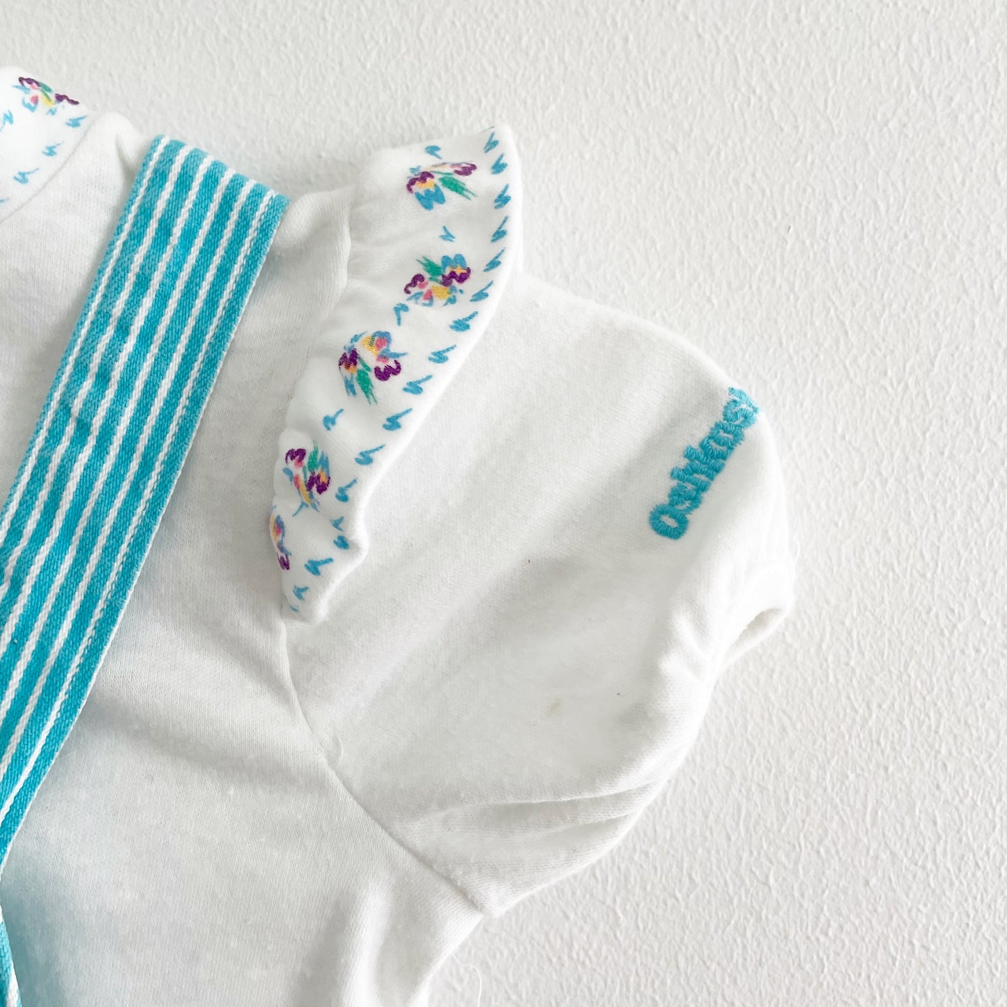 OshKosh Turquoise Stripe Bubble Overalls Set - Yellow Clover Vintage Kids Clothes