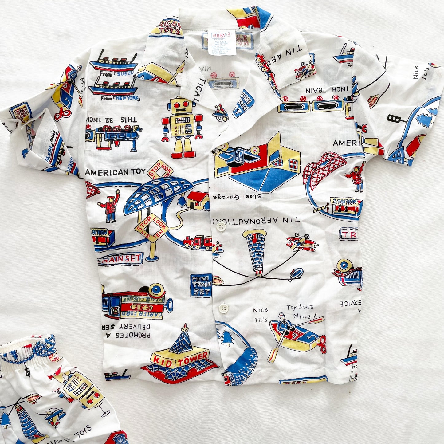American Invention Fair Button Up Set • 4T - Yellow Clover Vintage Kids Clothes
