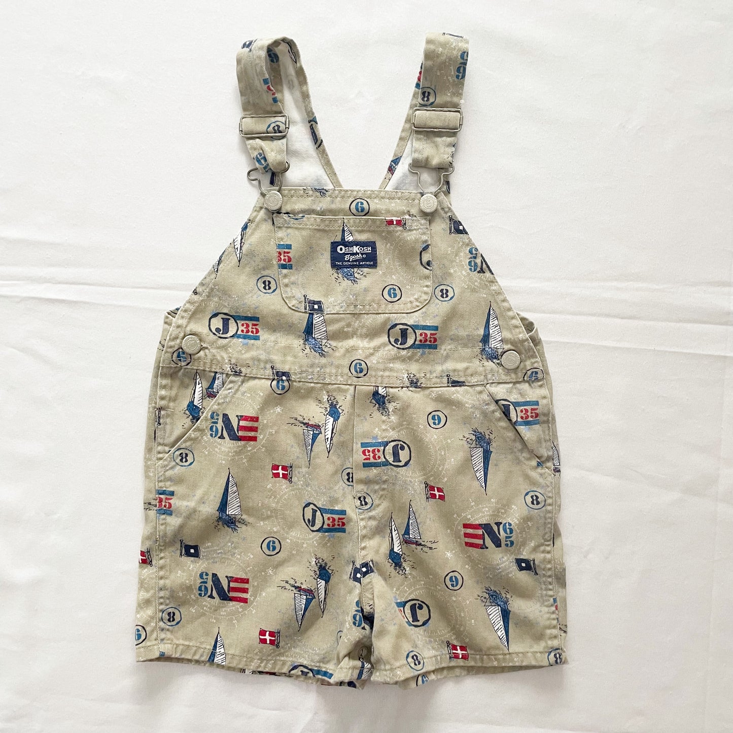 OshKosh Nautical Print Shortalls - Yellow Clover Vintage Kids Clothes