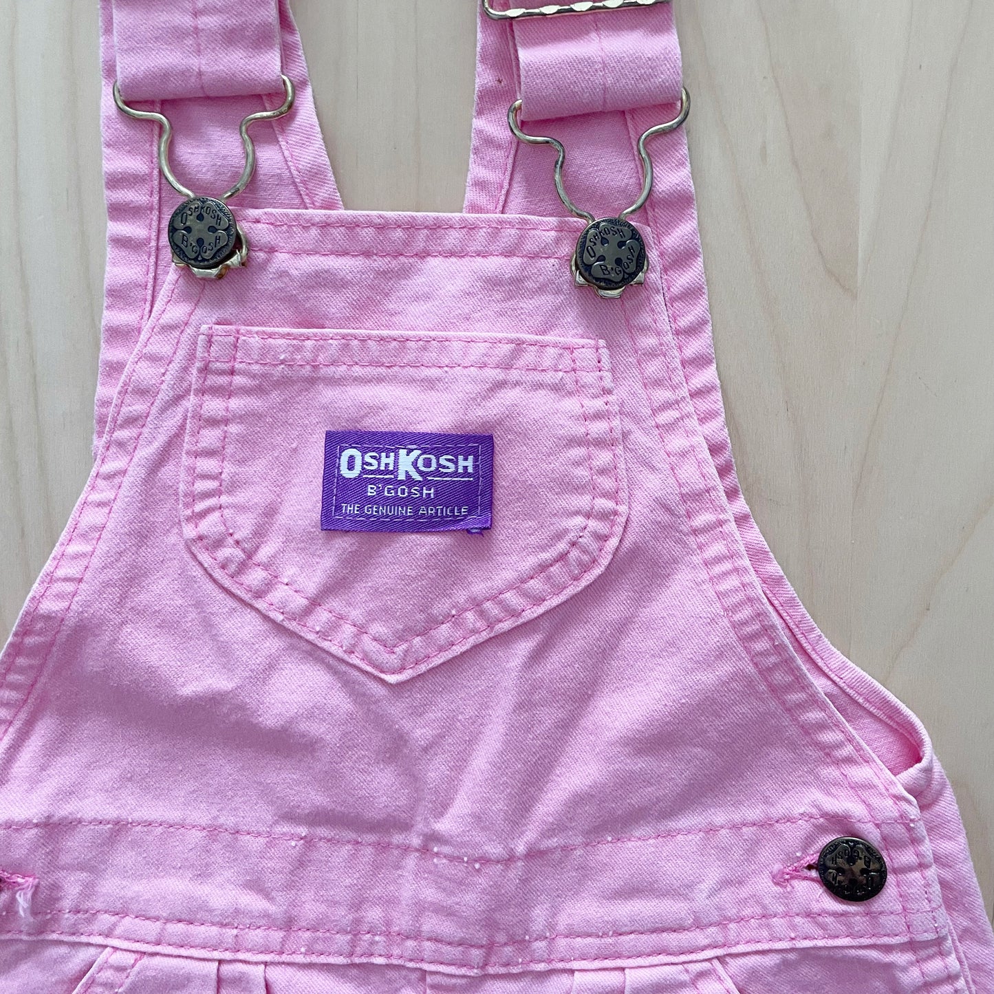 OshKosh Light Pink Purple Label Shortalls - Yellow Clover Vintage Kids Clothes