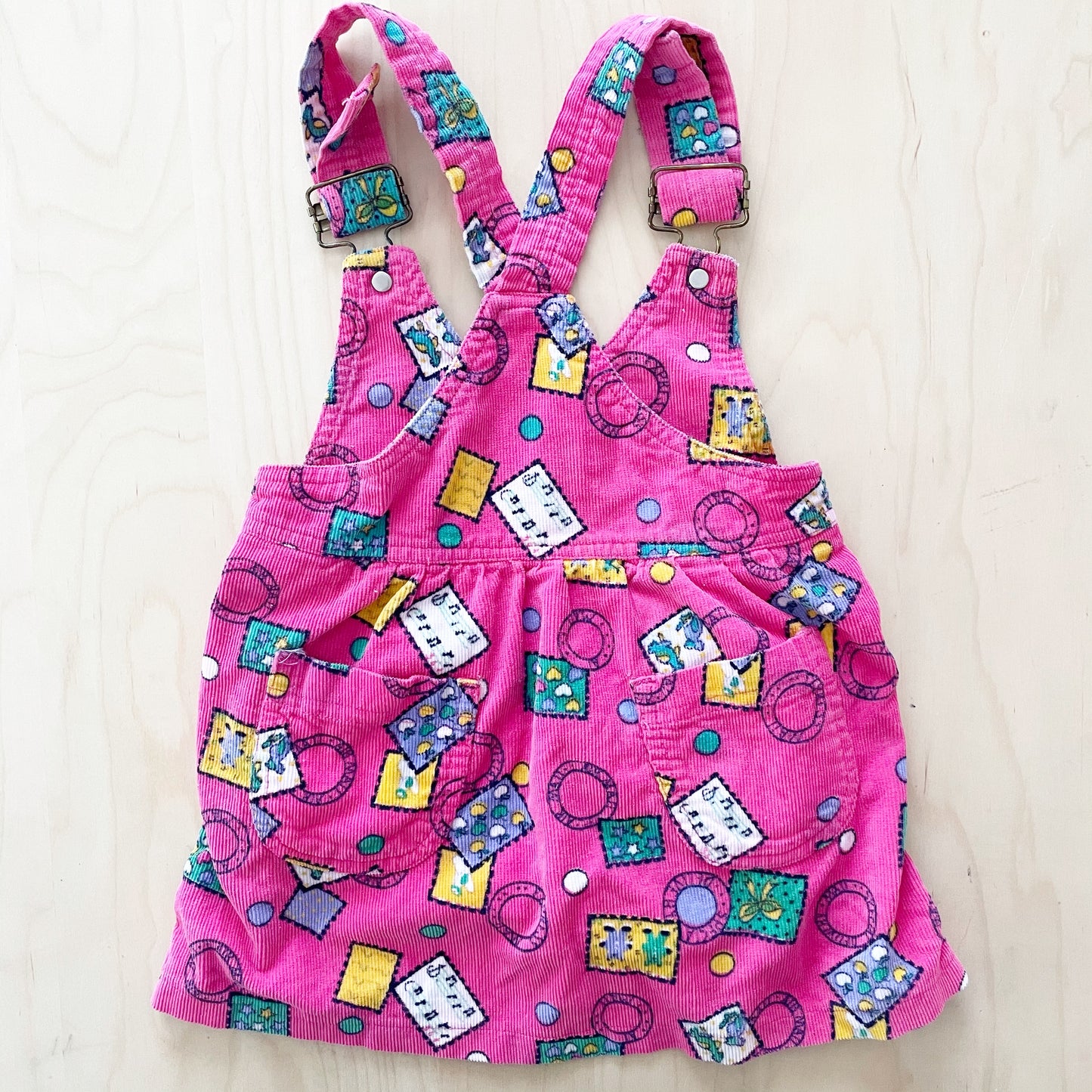 Hush Puppies Stamp Pattern Cord Jumper - Yellow Clover Vintage Kids Clothes