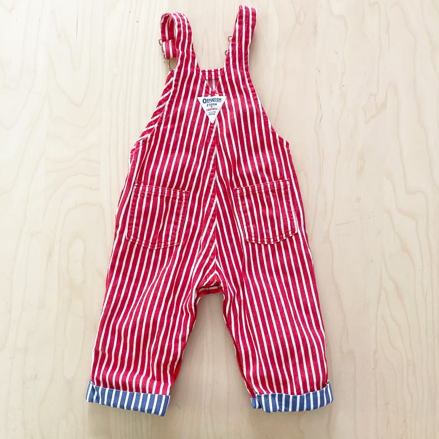 OshKosh Sweats Striped Patch Overalls - Yellow Clover Vintage Kids Clothes
