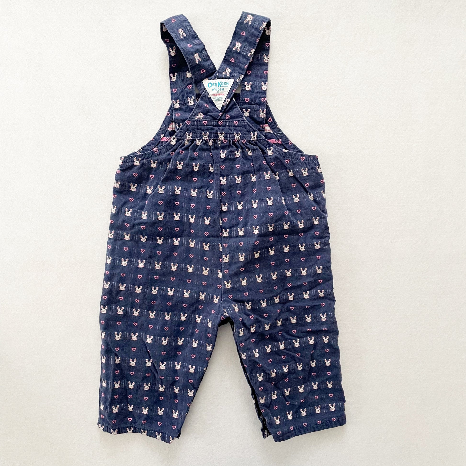 OshKosh Bunny Hearts Woven Overalls - Yellow Clover Vintage Kids Clothes