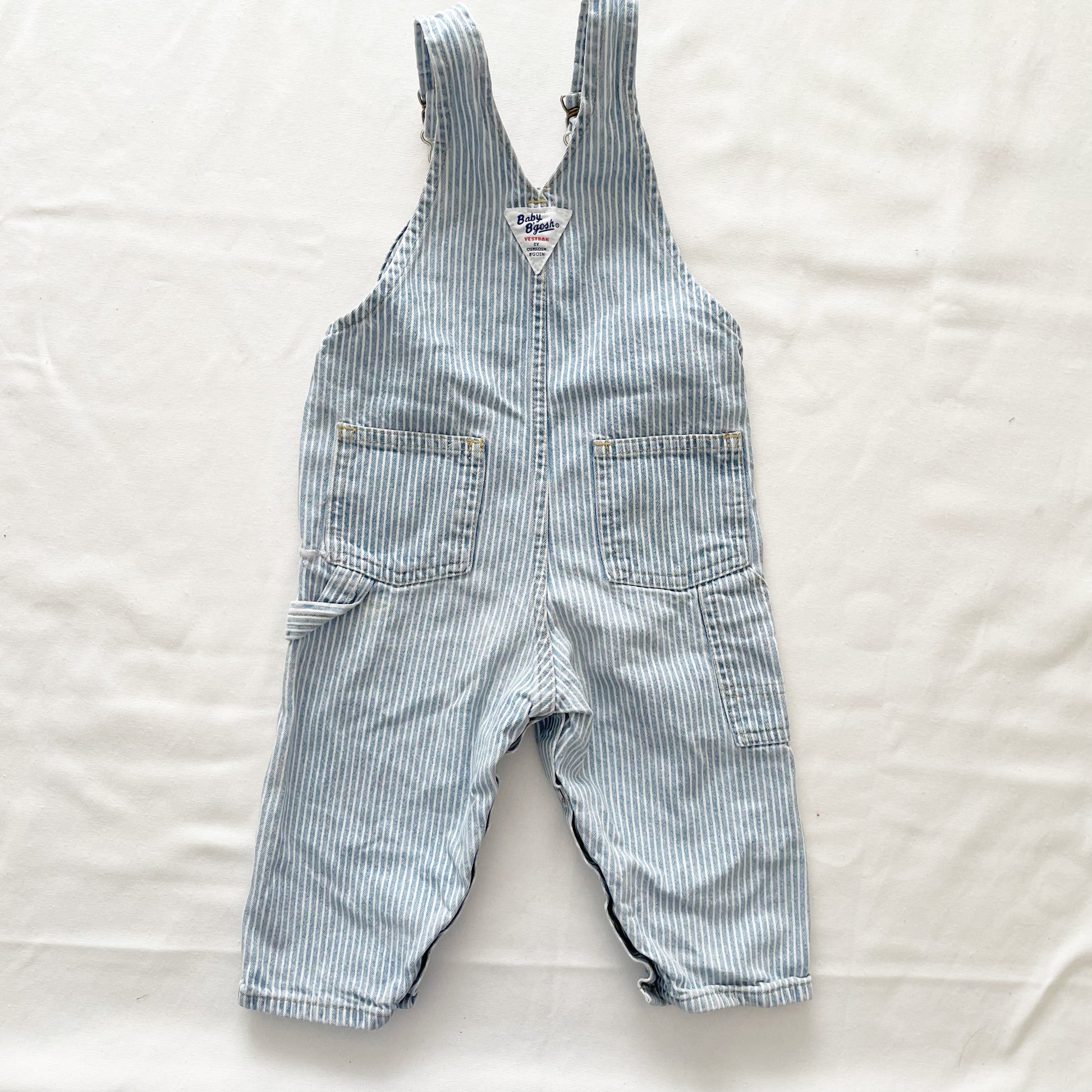 Baby B’gosh Light Wash Hickory Stripe Overalls - Yellow Clover Vintage Kids Clothes