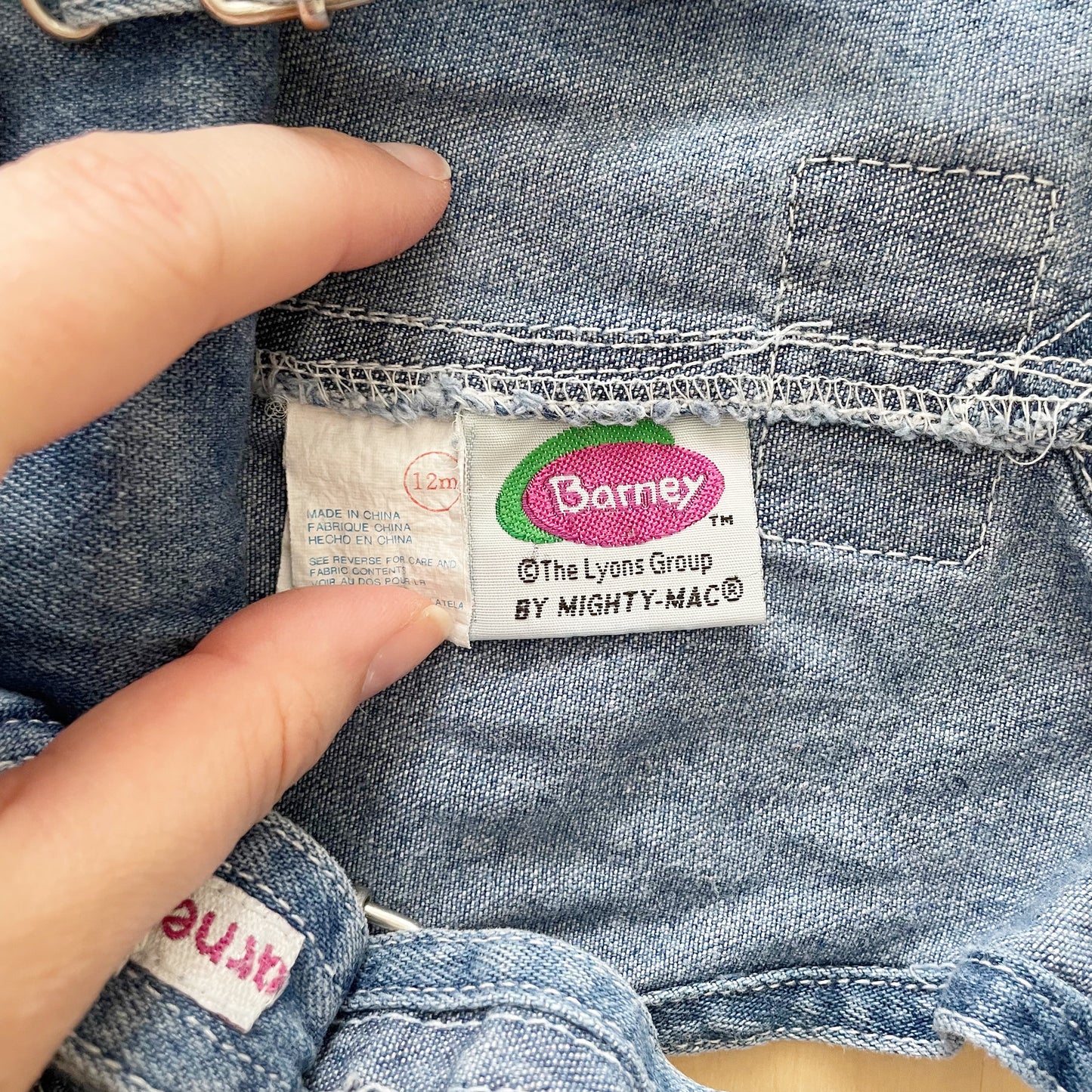 Barney and Baby Bop Denim Skirtall - Yellow Clover Vintage Kids Clothes