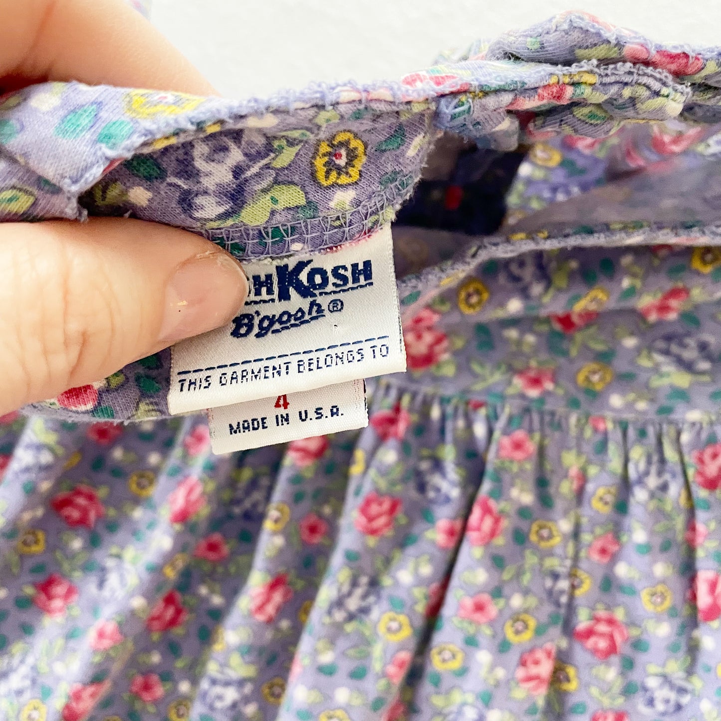 OshKosh Lavender Ditsy Floral Dress - Yellow Clover Vintage Kids Clothes