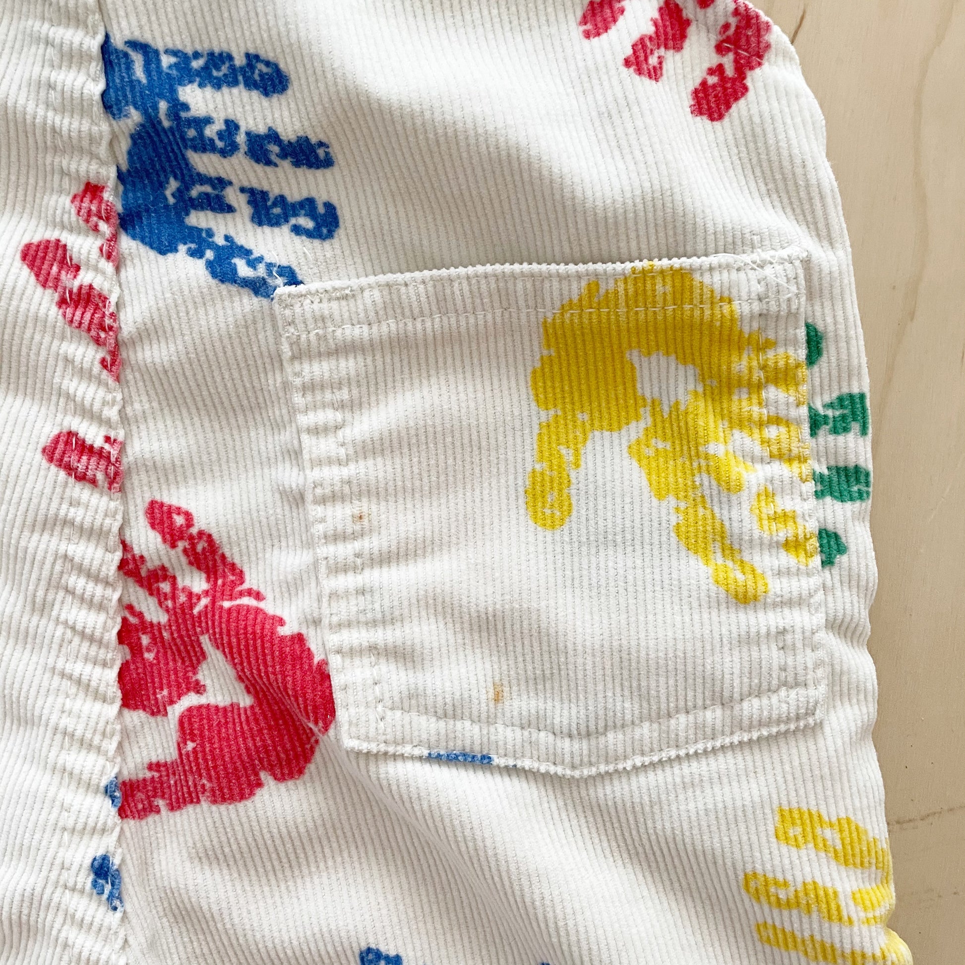 OshKosh Handprint Cord Overalls - Yellow Clover Vintage Kids Clothes