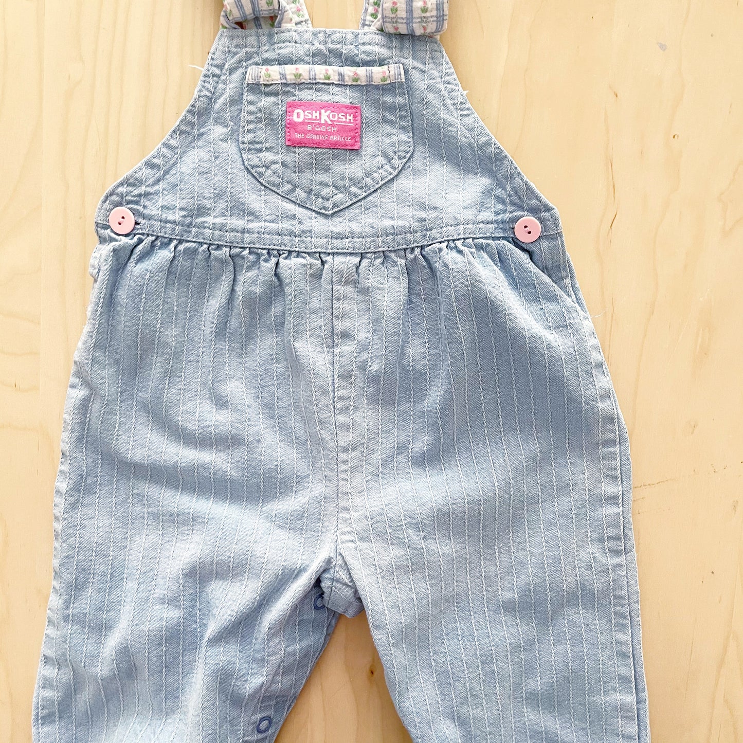 OshKosh Light Wash Floral Accent Overalls