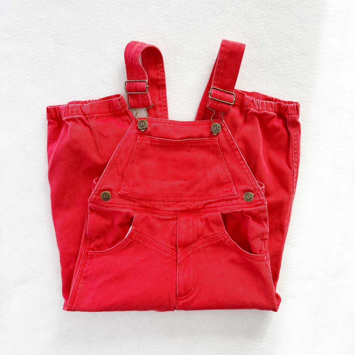 Vintage Happy Kids Solid Red Kids Overalls