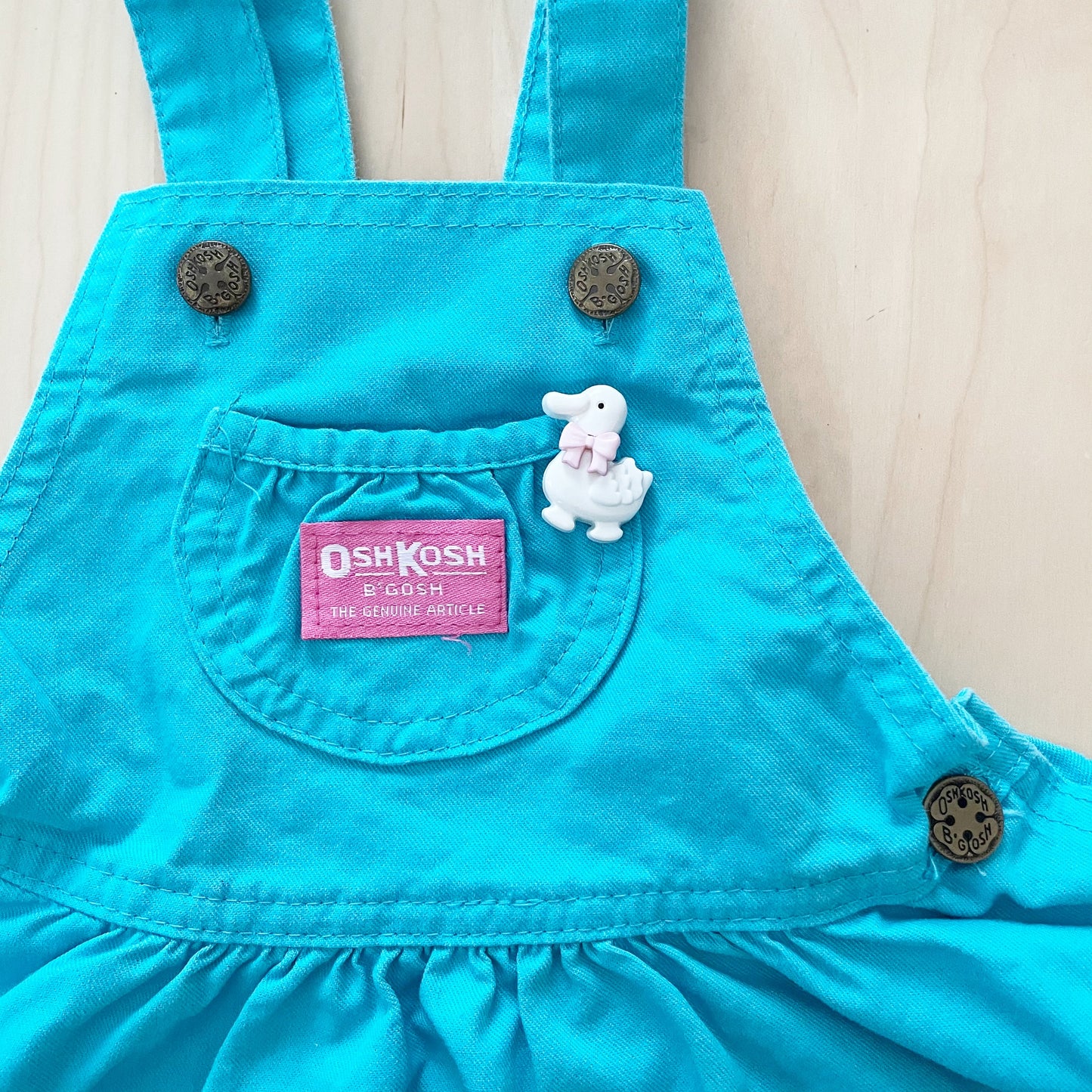Vintage OshKosh Turquoise Skirtall - Yellow Clover Vintage Kids Clothes