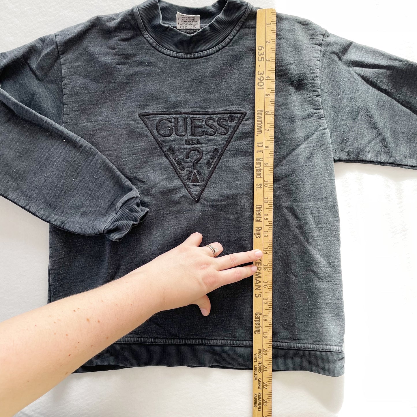 Adult Guess Logo Crewneck - Yellow Clover Vintage Kids Clothes