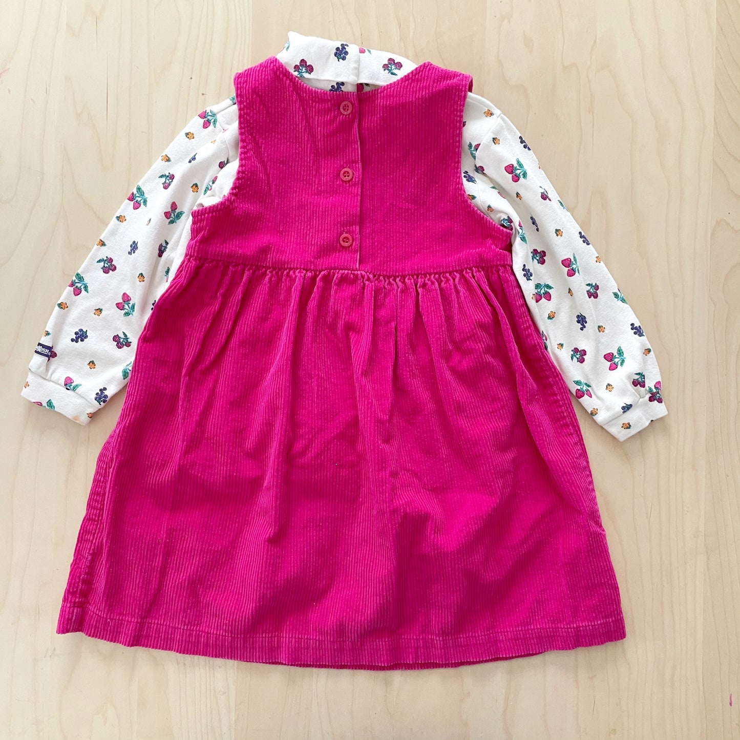OshKosh Fruit Cord Dress Set - Yellow Clover Vintage Kids Clothes