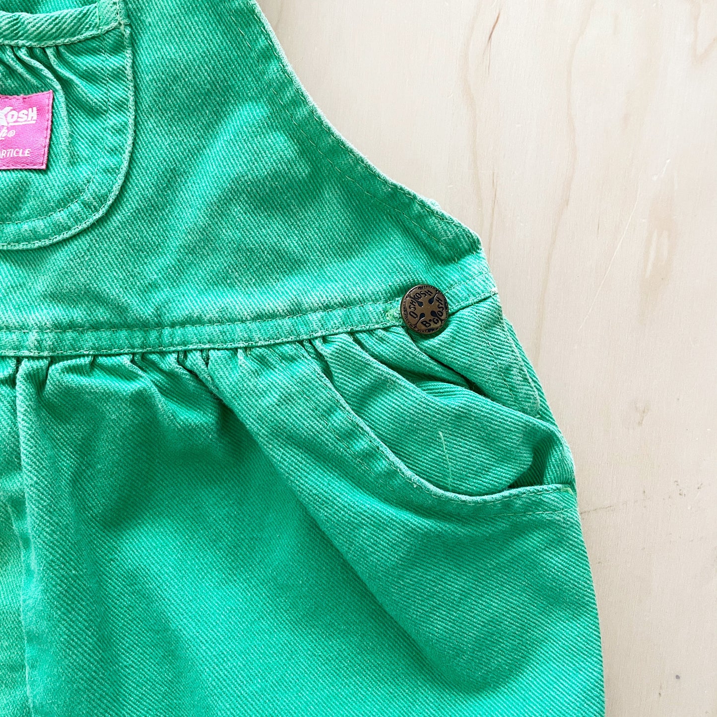 OshKosh Green Shortalls - Yellow Clover Vintage Kids Clothes