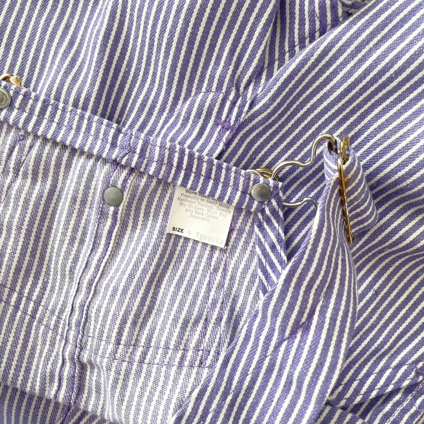 OshKosh Purple Engineer Stripe Overalls - Yellow Clover Vintage Kids Clothes
