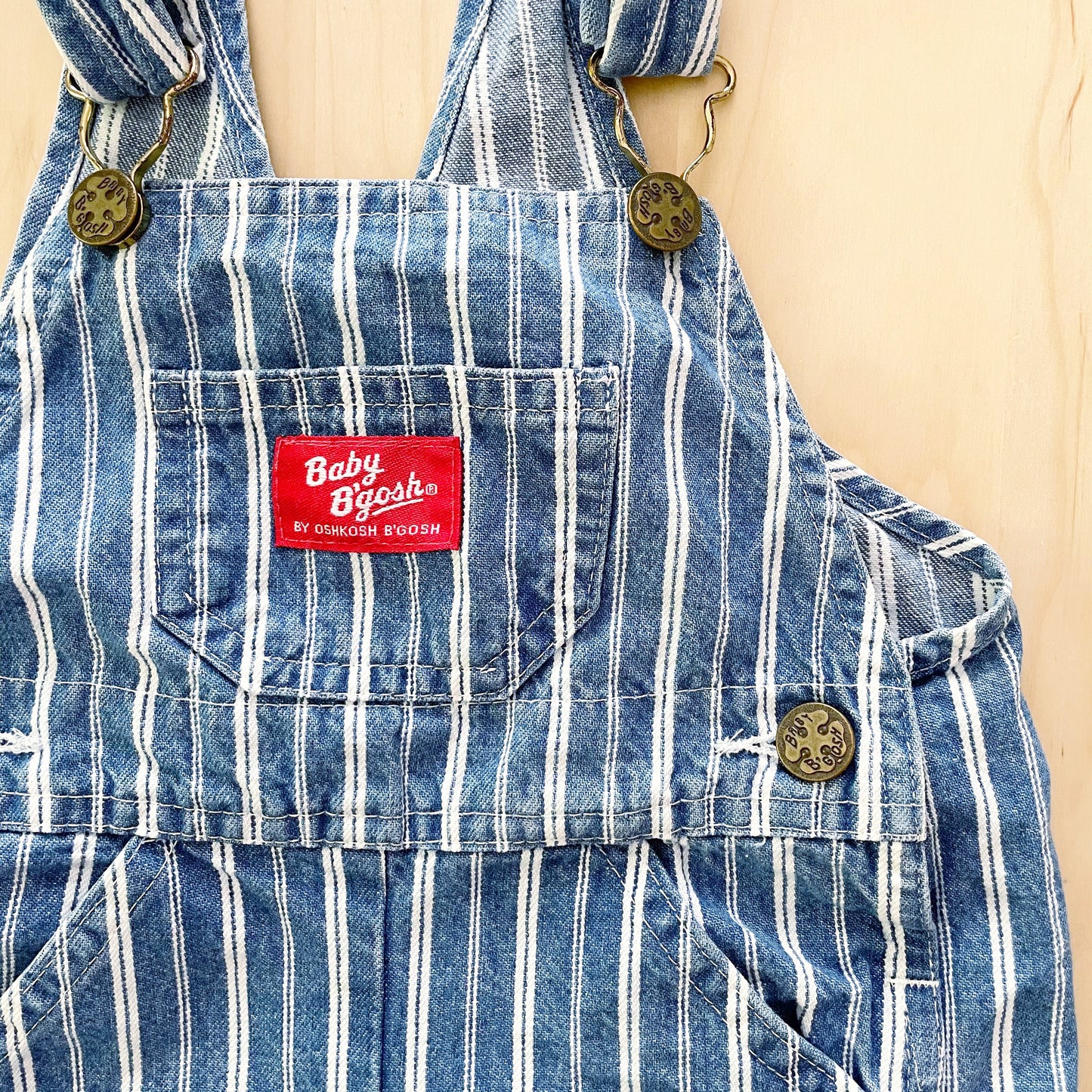 Baby B’gosh Denim Striped Shortalls - Yellow Clover Vintage Kids Clothes