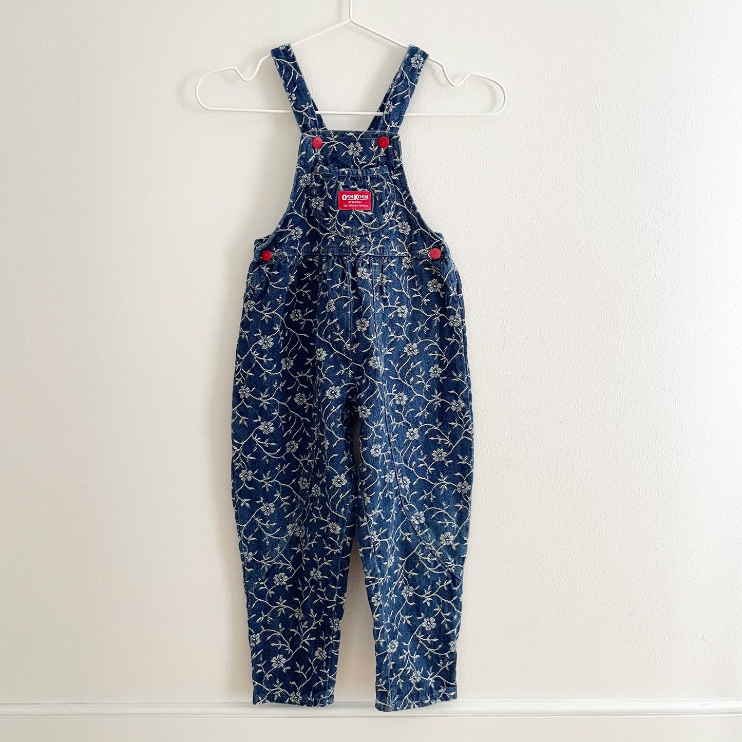 OshKosh Denim Floral Bubble Overalls - Yellow Clover Vintage Kids Clothes