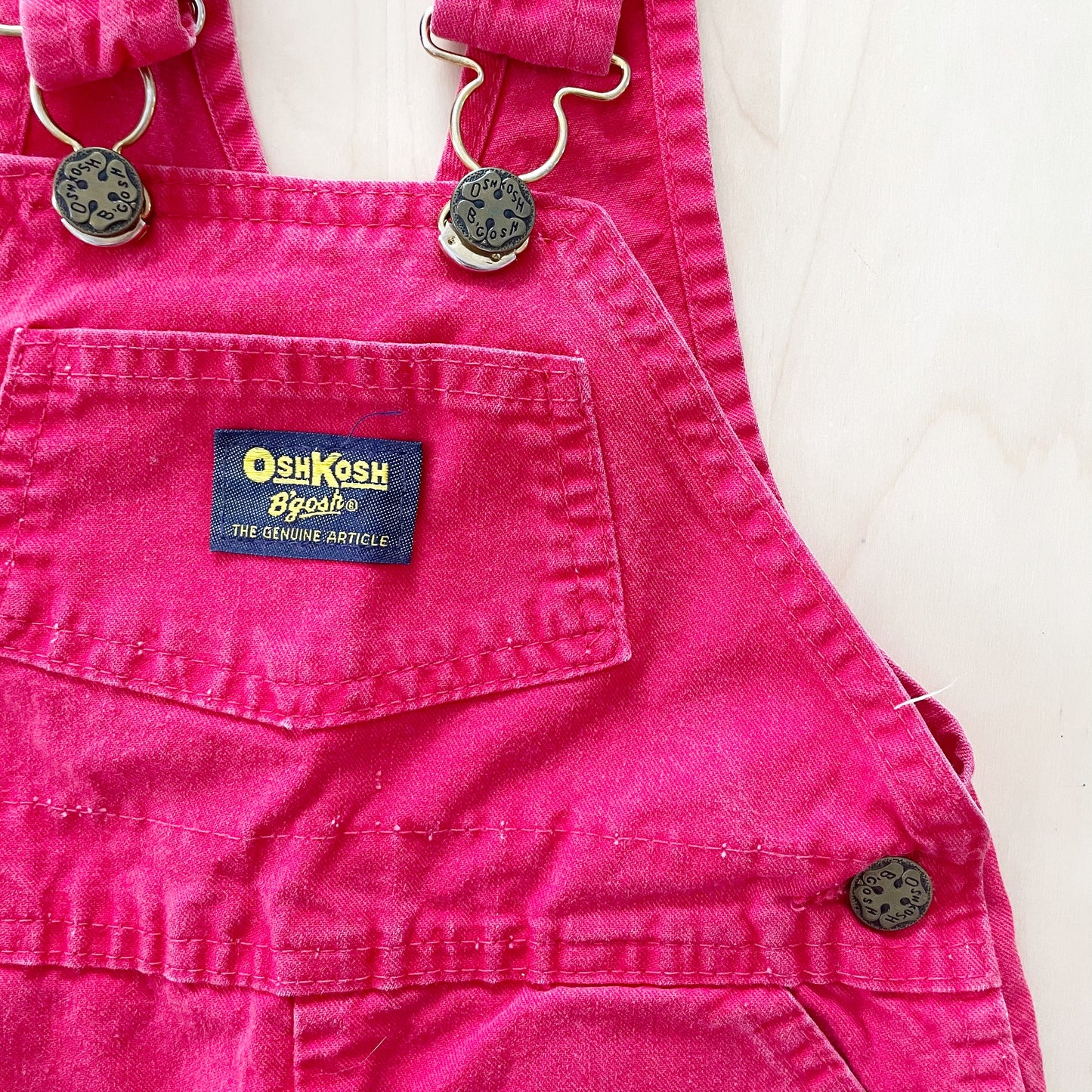 OshKosh Red Shortall Overalls - Yellow Clover Vintage Kids Clothes