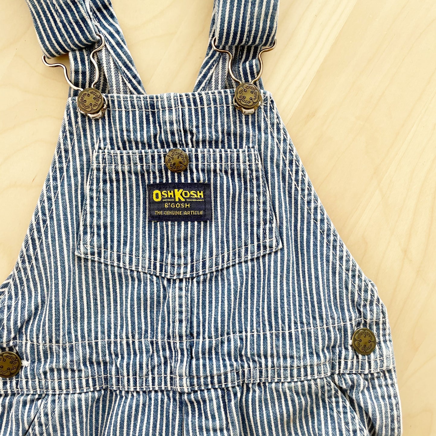 OshKosh Classic Hickory Stripe Overalls - Yellow Clover Vintage Kids Clothes