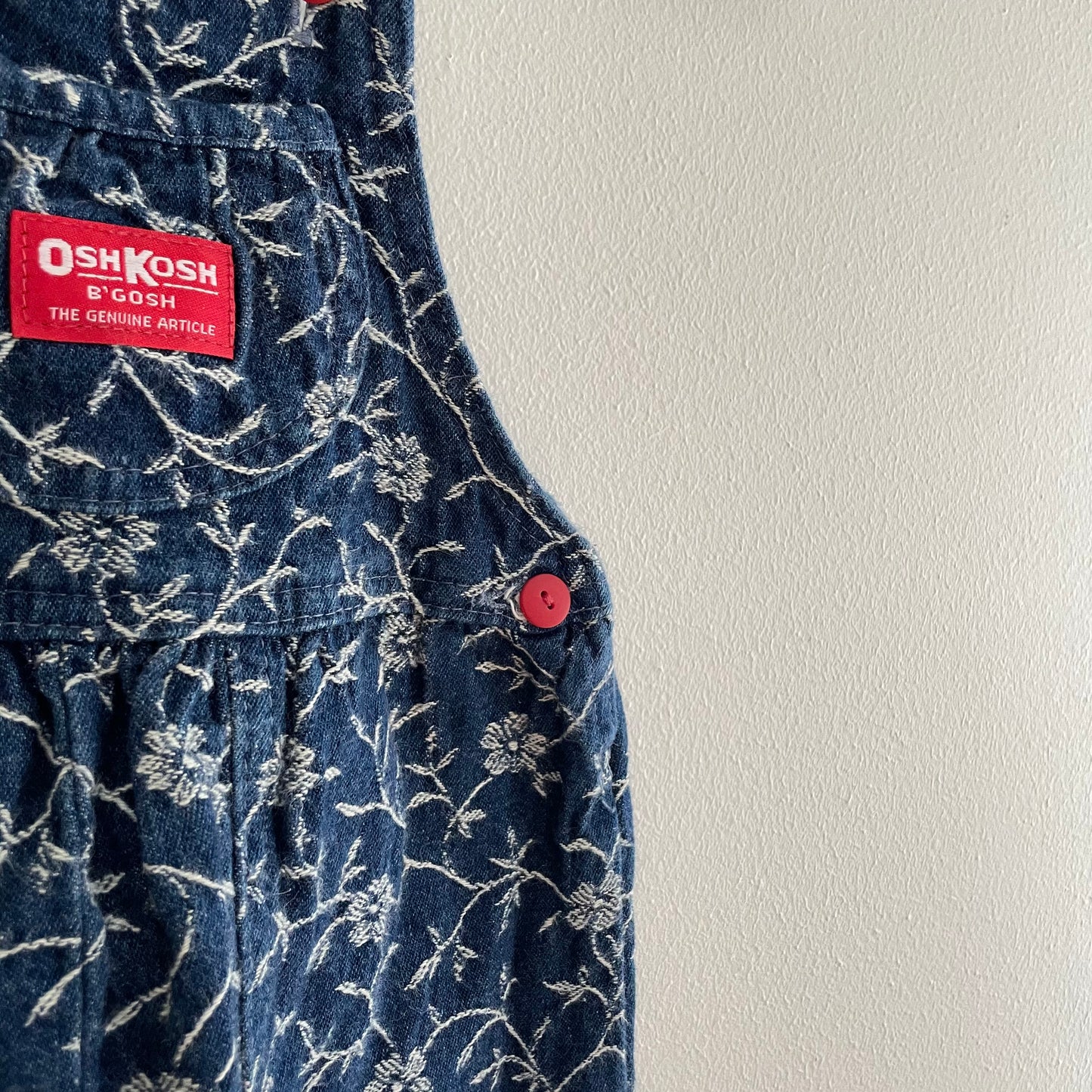 OshKosh Denim Floral Bubble Overalls - Yellow Clover Vintage Kids Clothes