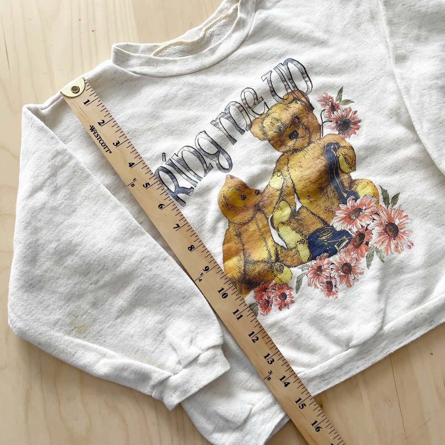 Vintage Teddy Bear Sweatshirt - Yellow Clover Vintage Kids Clothes