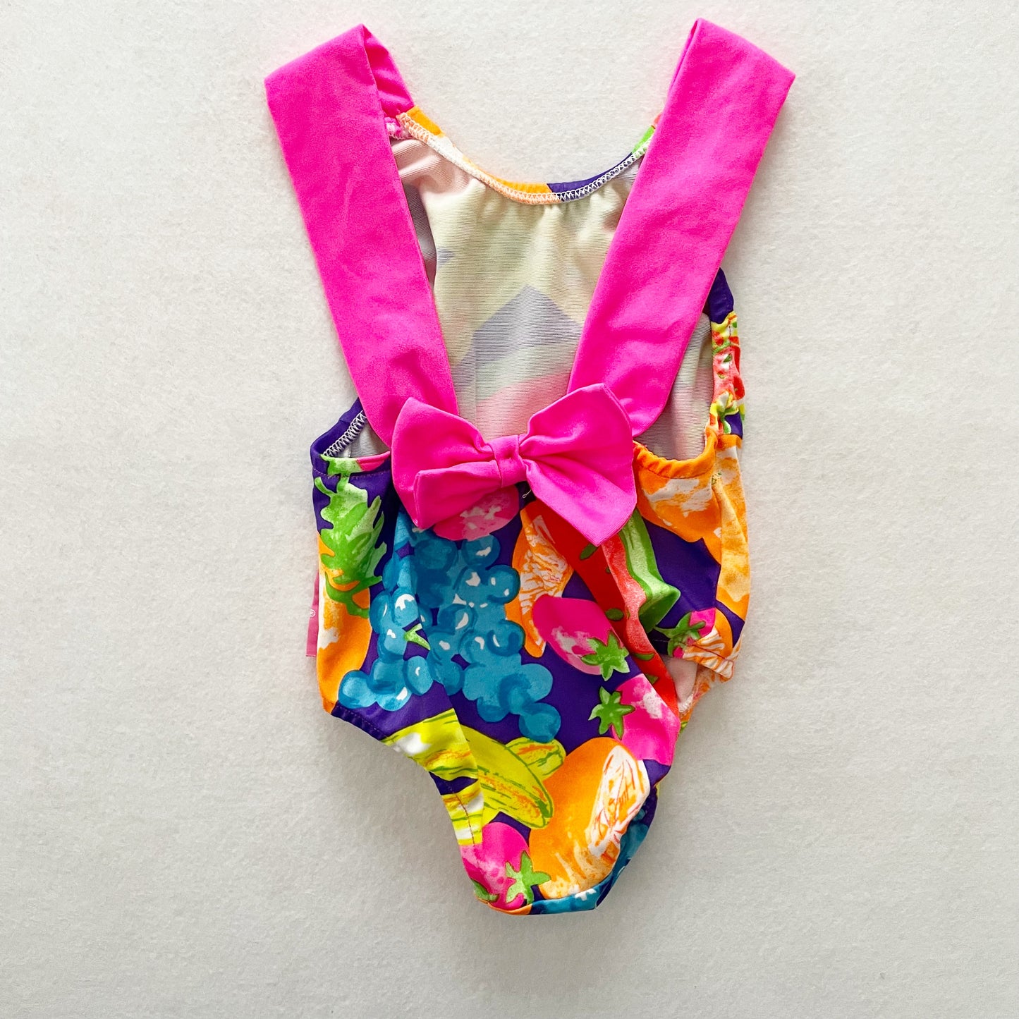 OshKosh Bright Fruit Bow Back Swimsuit - Yellow Clover Vintage Kids Clothes