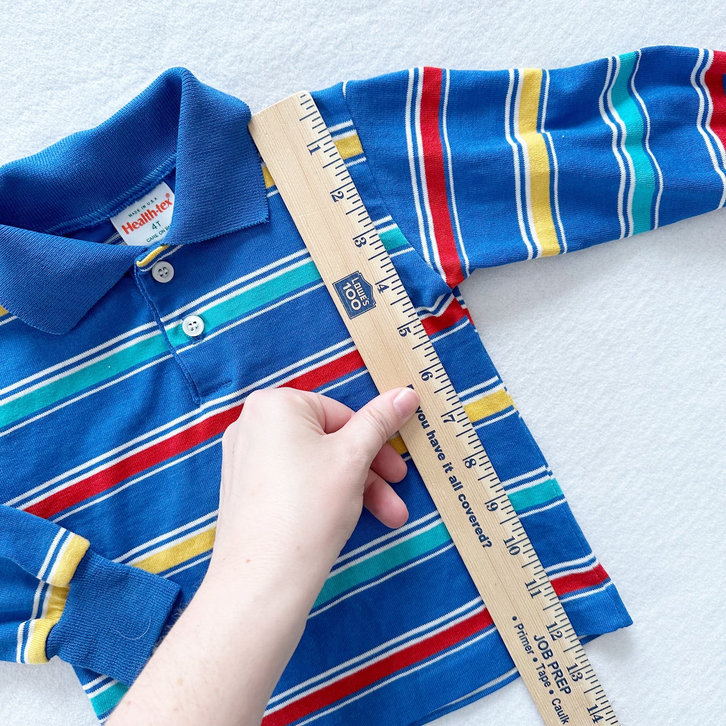 Healthtex Primary Striped Long Sleeve Polo - Yellow Clover Vintage Kids Clothes