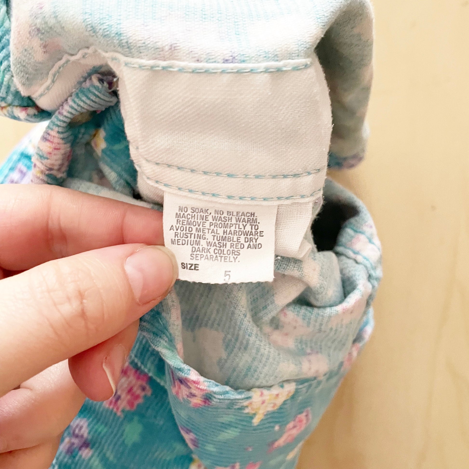 OshKosh Turquoise Floral Cord Overalls - Yellow Clover Vintage Kids Clothes