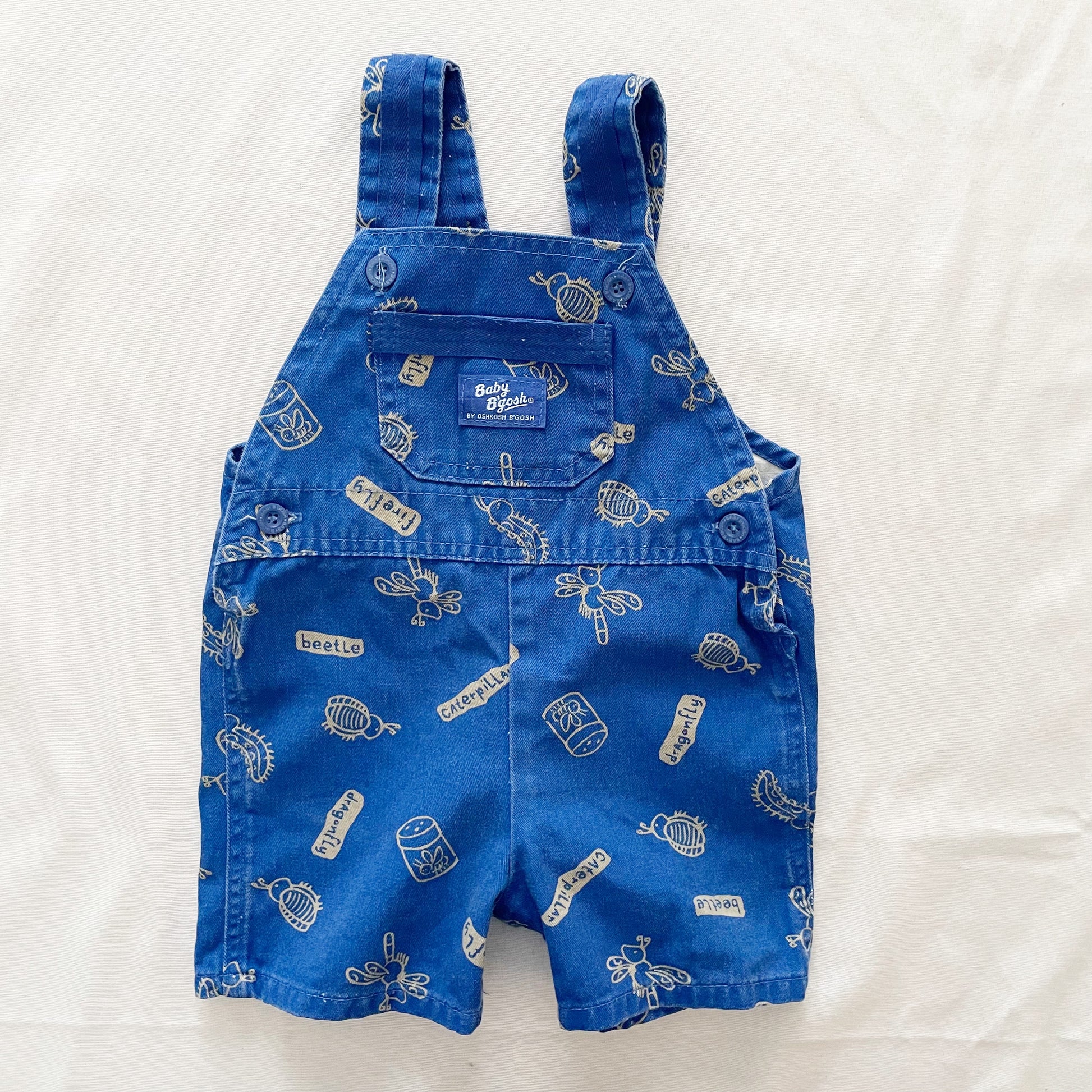 Baby B’gosh Bug Print Shortall Overalls - Yellow Clover Vintage Kids Clothes