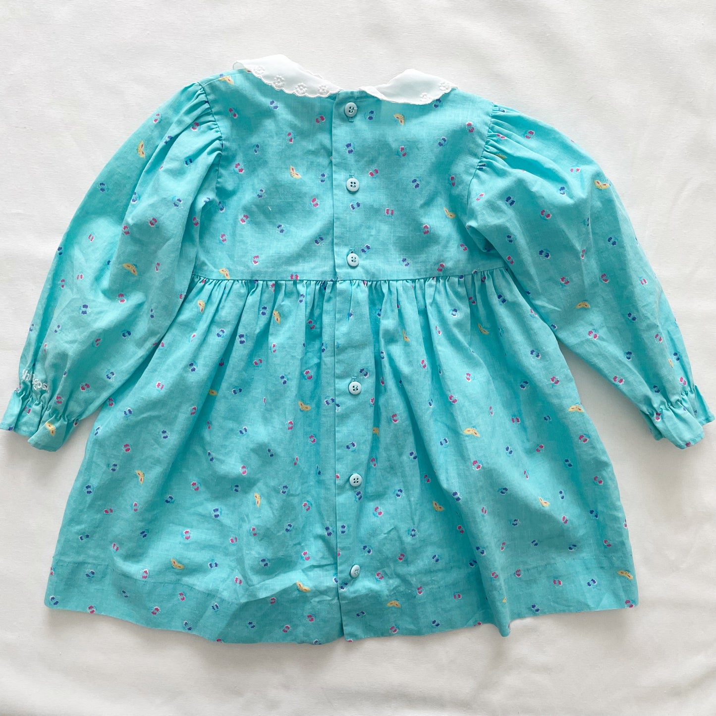 OshKosh Butterfly Print Collared Dress - Yellow Clover Vintage Kids Clothes