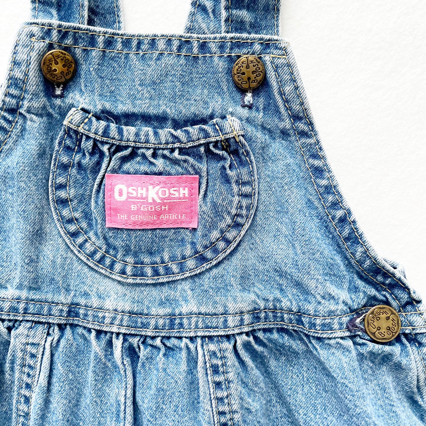 OshKosh Denim Bubble Overalls - Yellow Clover Vintage Kids Clothes