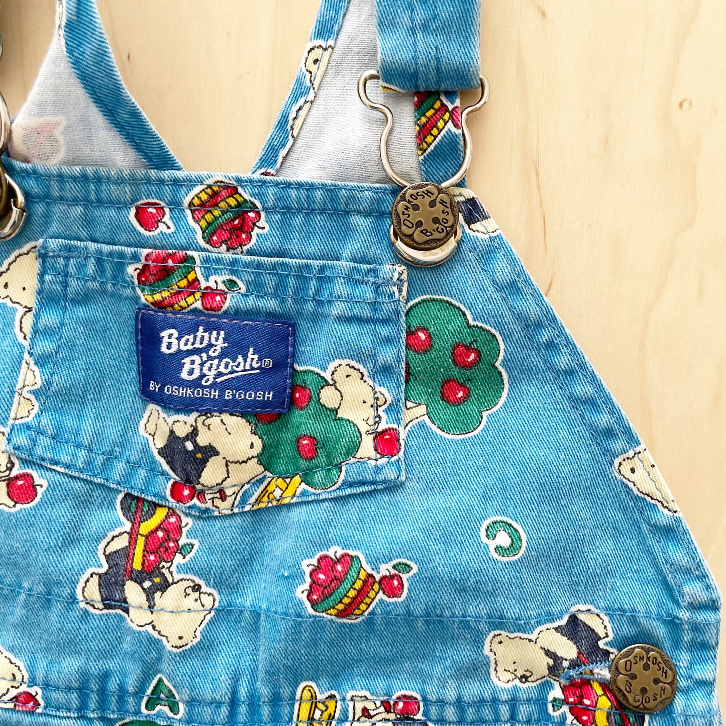 Baby B’gosh Bear Apple Tree Shortalls - Yellow Clover Vintage Kids Clothes