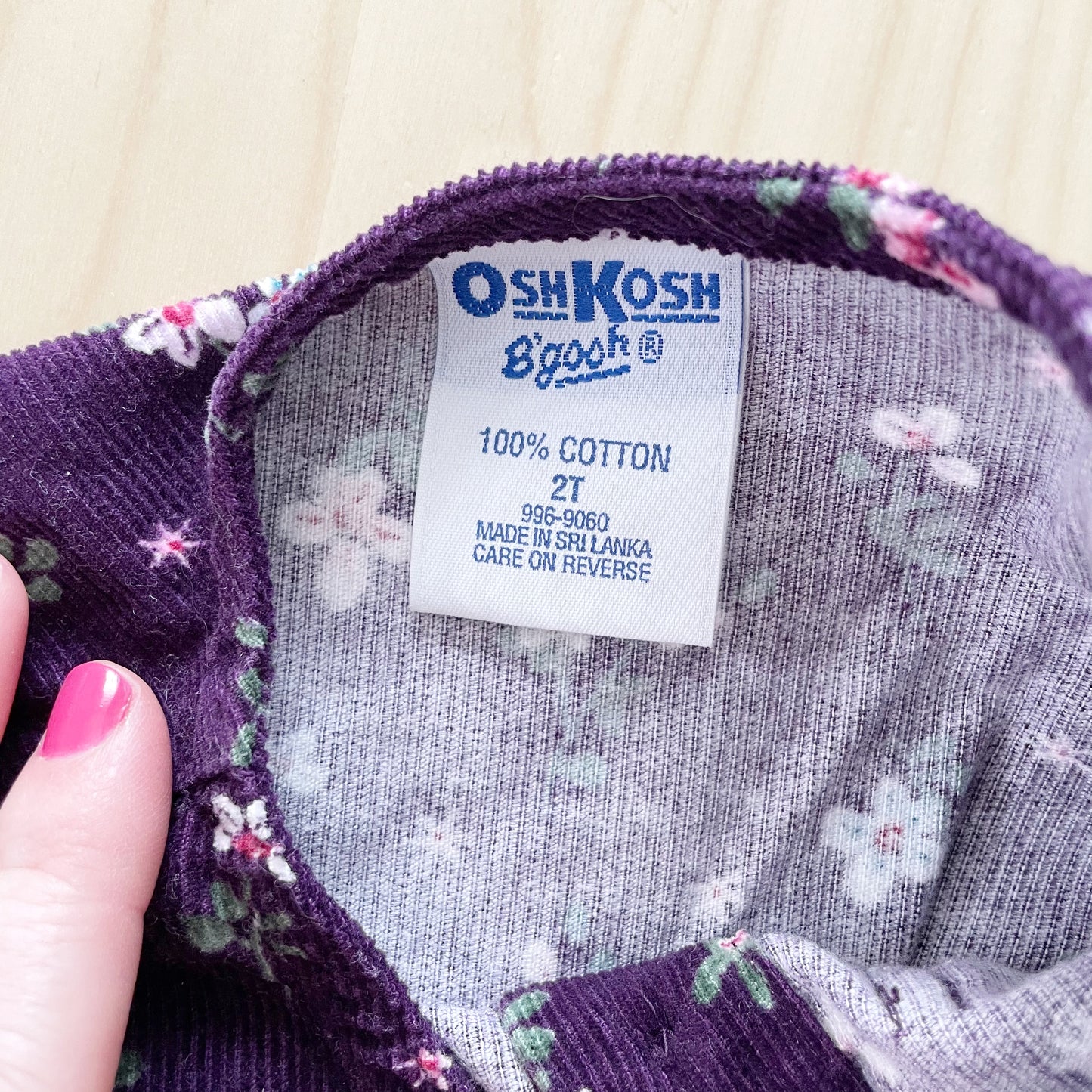 OshKosh Purple Floral Cord Dress - Yellow Clover Vintage Kids Clothes
