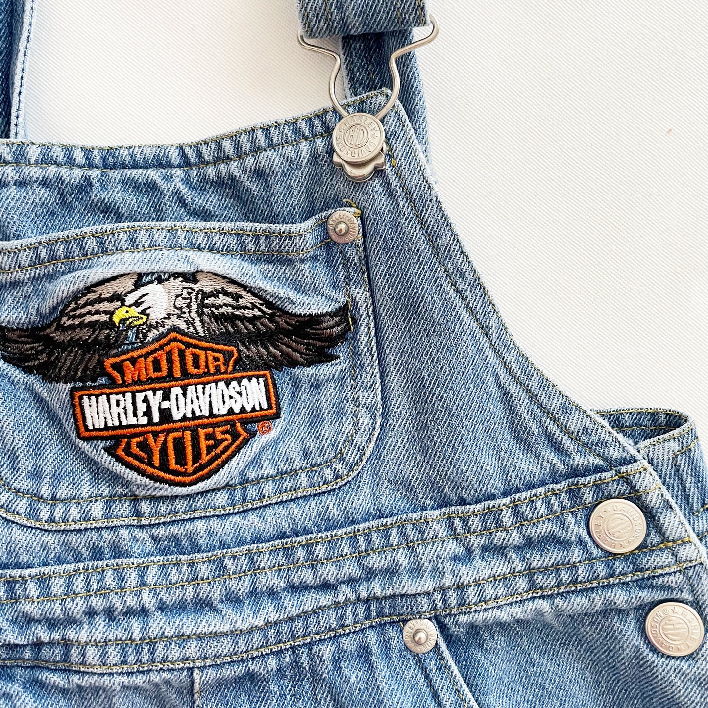 Harley-Davidson Denim Overalls • 3T (?) - Yellow Clover Vintage Kids Clothes