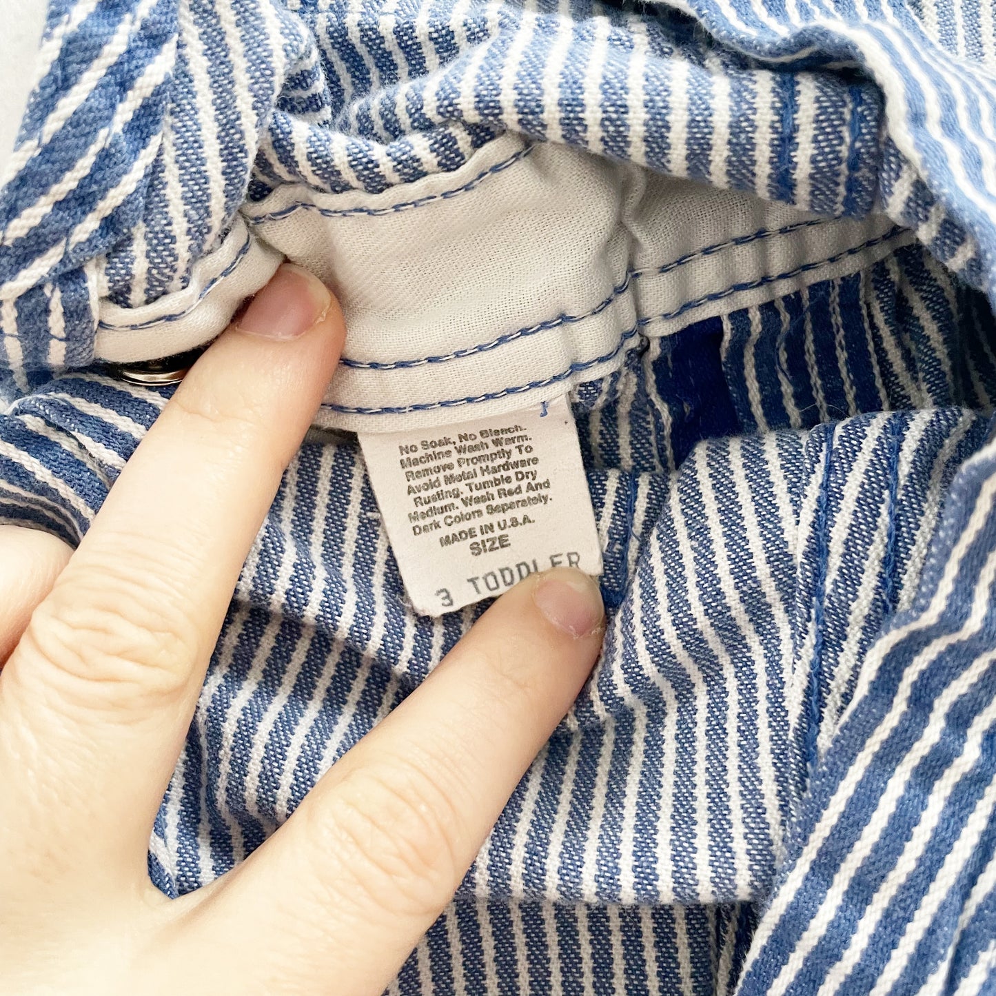 OshKosh Blue Hickory Stripe Overalls - Yellow Clover Vintage Kids Clothes