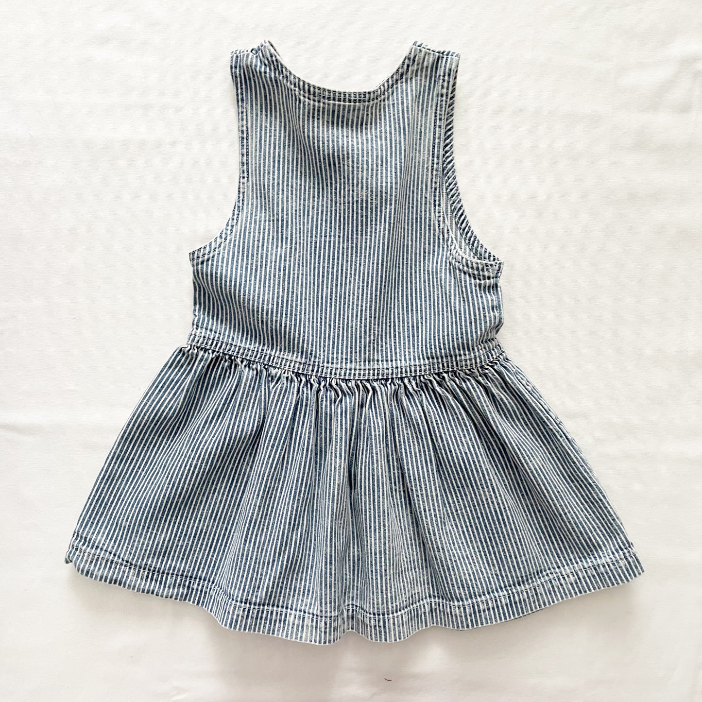 OshKosh Acid Wash Hickory Stripe Dress - Yellow Clover Vintage Kids Clothes